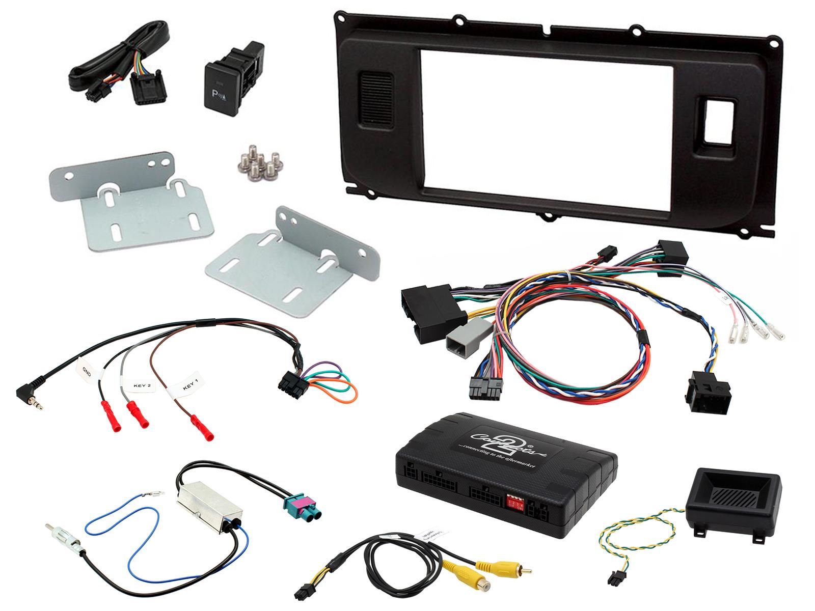 Double Din Stereo Fitting Kit + Steering Wheel Stalk Controls to fit Land Rover Evoque 11-14