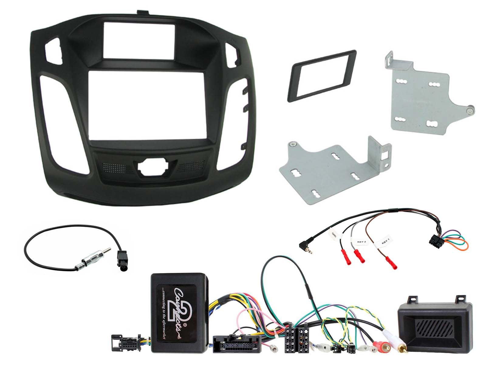 Ford Focus 2011-2015 MK3 Car Stereo D/Din Fascia & Steering Wheel Kit CTKFD31