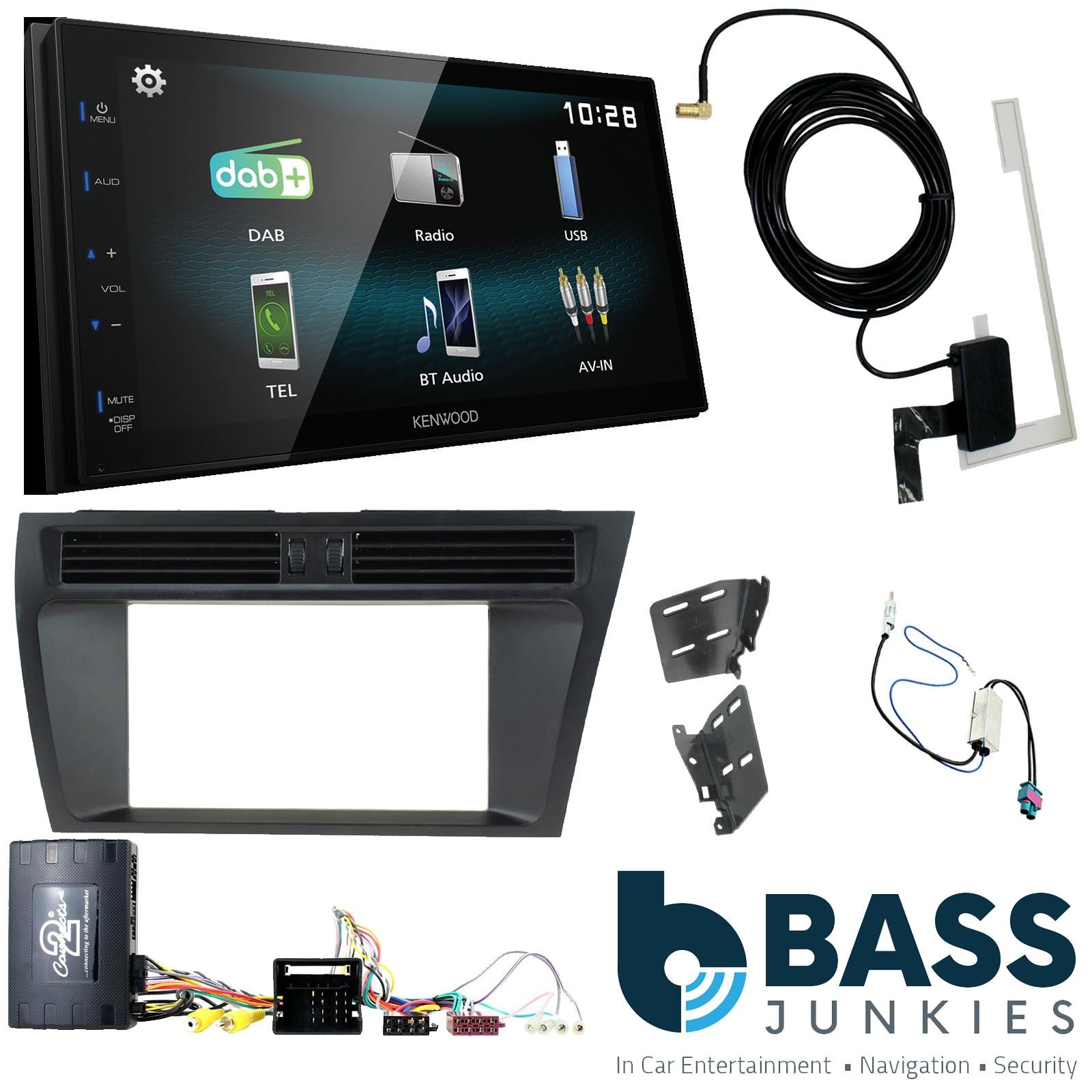 Kenwood DMX-125DAB + Connects2 Double Din + Steering Wheel Controls fits Audi A4 2008-16|A5 2008-16