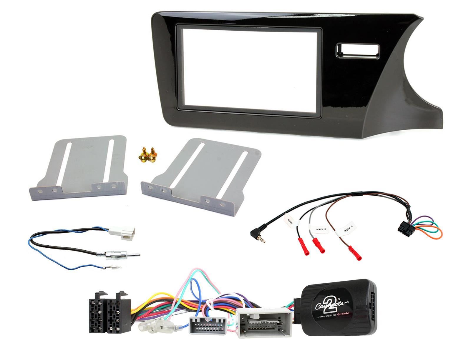 Double Din Stereo Fitting Kit + Steering Wheel Stalk Controls to fit Honda City 2014-