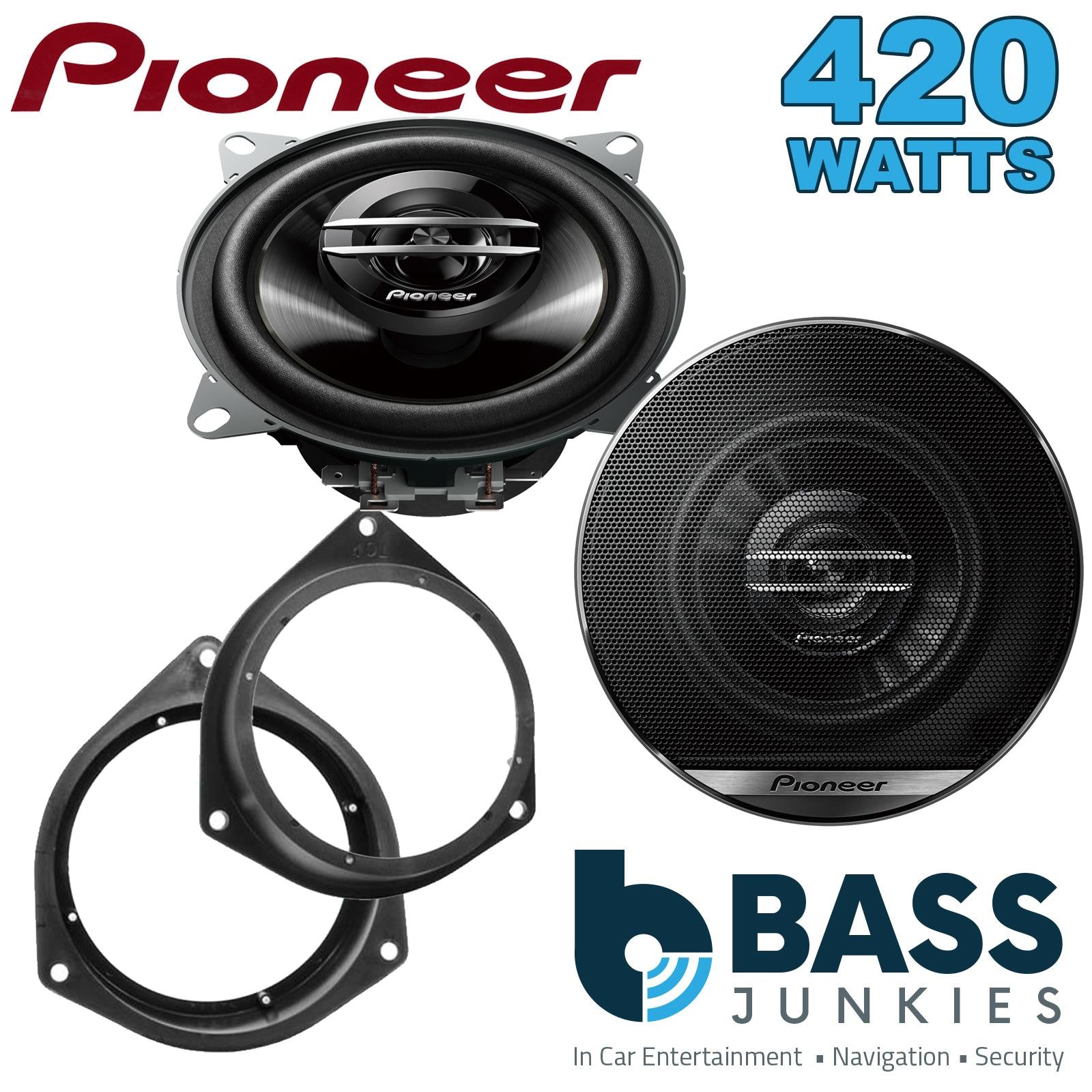 Pionner TS-G1020F 100mm/10cm/4" 2-Way Coaxial Car speakers (Per Pair Max 420|60 watts RMS) Fits Peugeot Bipper 2008-12