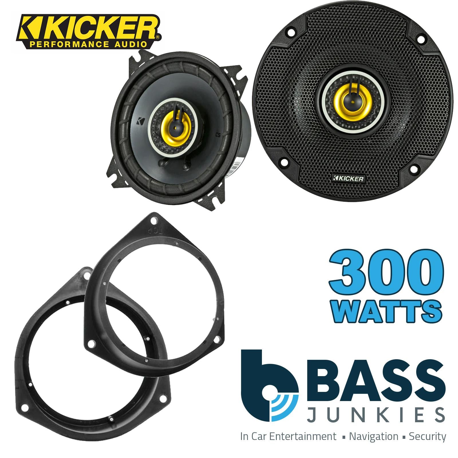 Kicker CSC44 100mm/10cm/4" 2-Way Coaxial Car speakers (Per Pair Max 300|100 watts RMS) Fits Peugeot Bipper 2008-12
