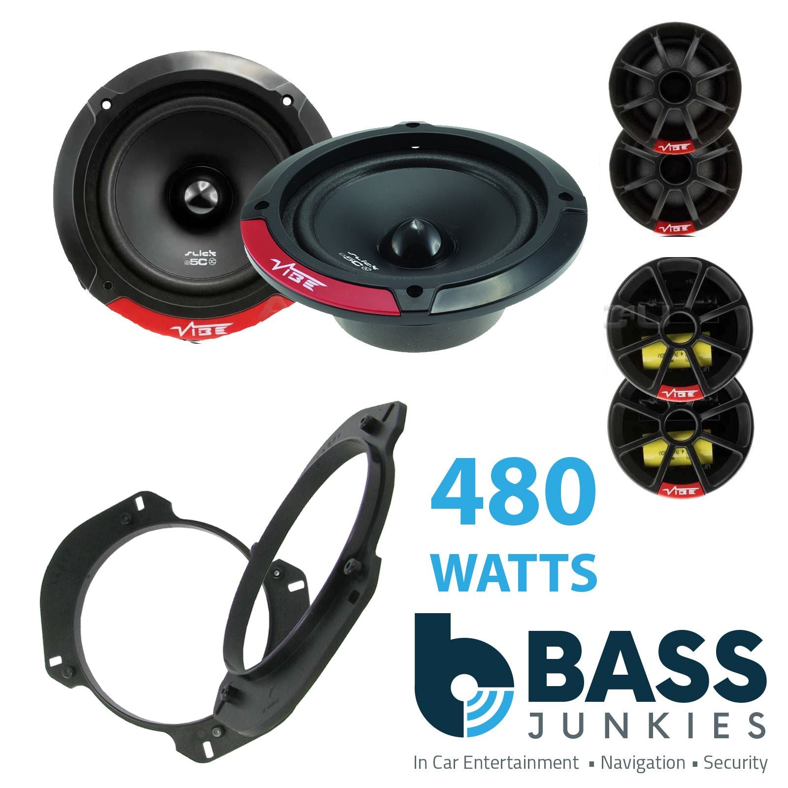 Vibe SLICK5C-V7 2-Way 130mm/13cm/5.25" Component Speakers (Per Pair 480 Watts) Fits Alfa Romeo GTV 1994-05 | Spider 94-00