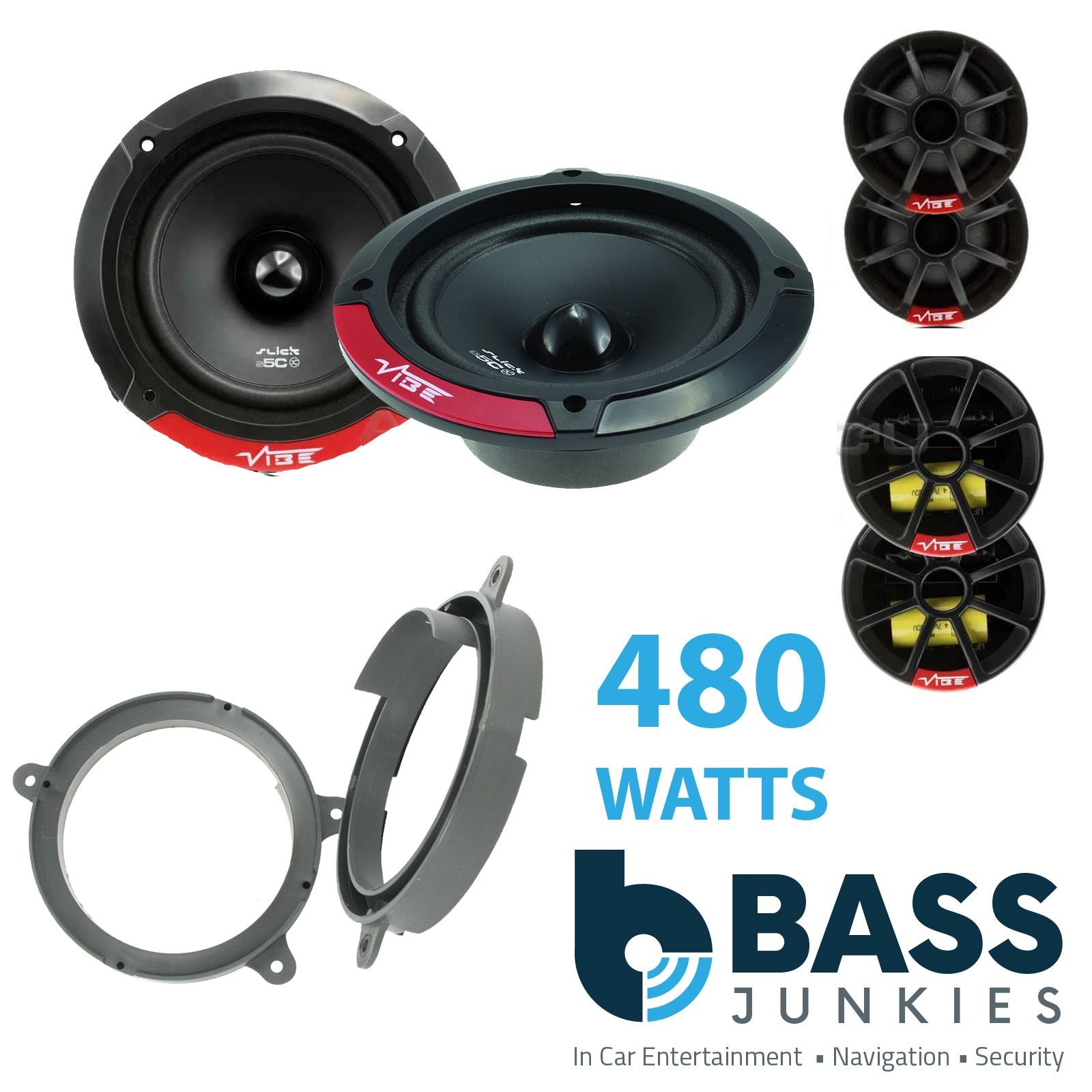 Vibe SLICK5C-V7 2-Way 130mm/13cm/5.25" Component Speakers (Per Pair 480 Watts) Fits Renault Clio 2005-12 | Twingo 07-11