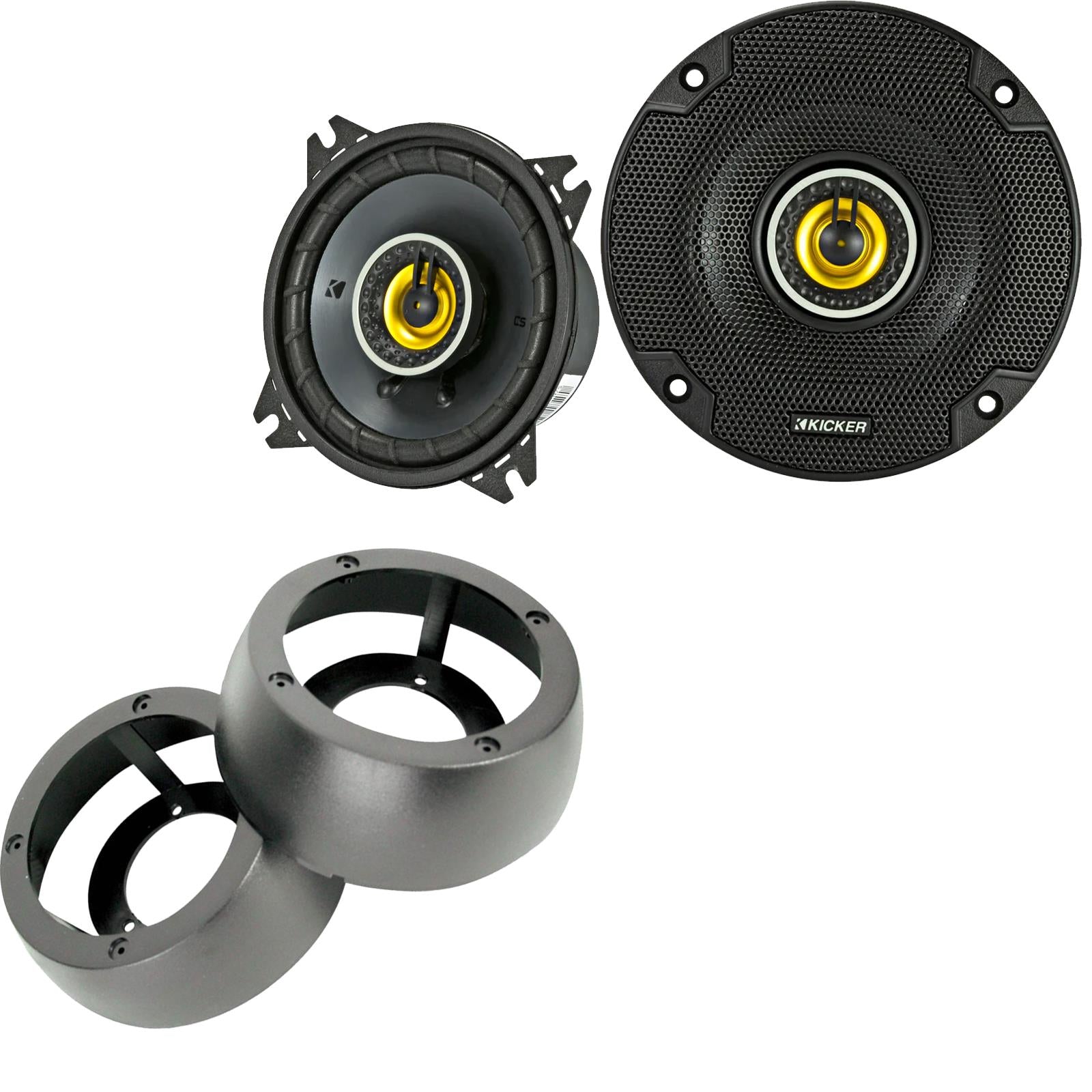 Kicker CSC44 100mm/10cm/4" 2-Way Coaxial Car speakers (Per Pair Max 300|100 watts RMS) Fits Universal