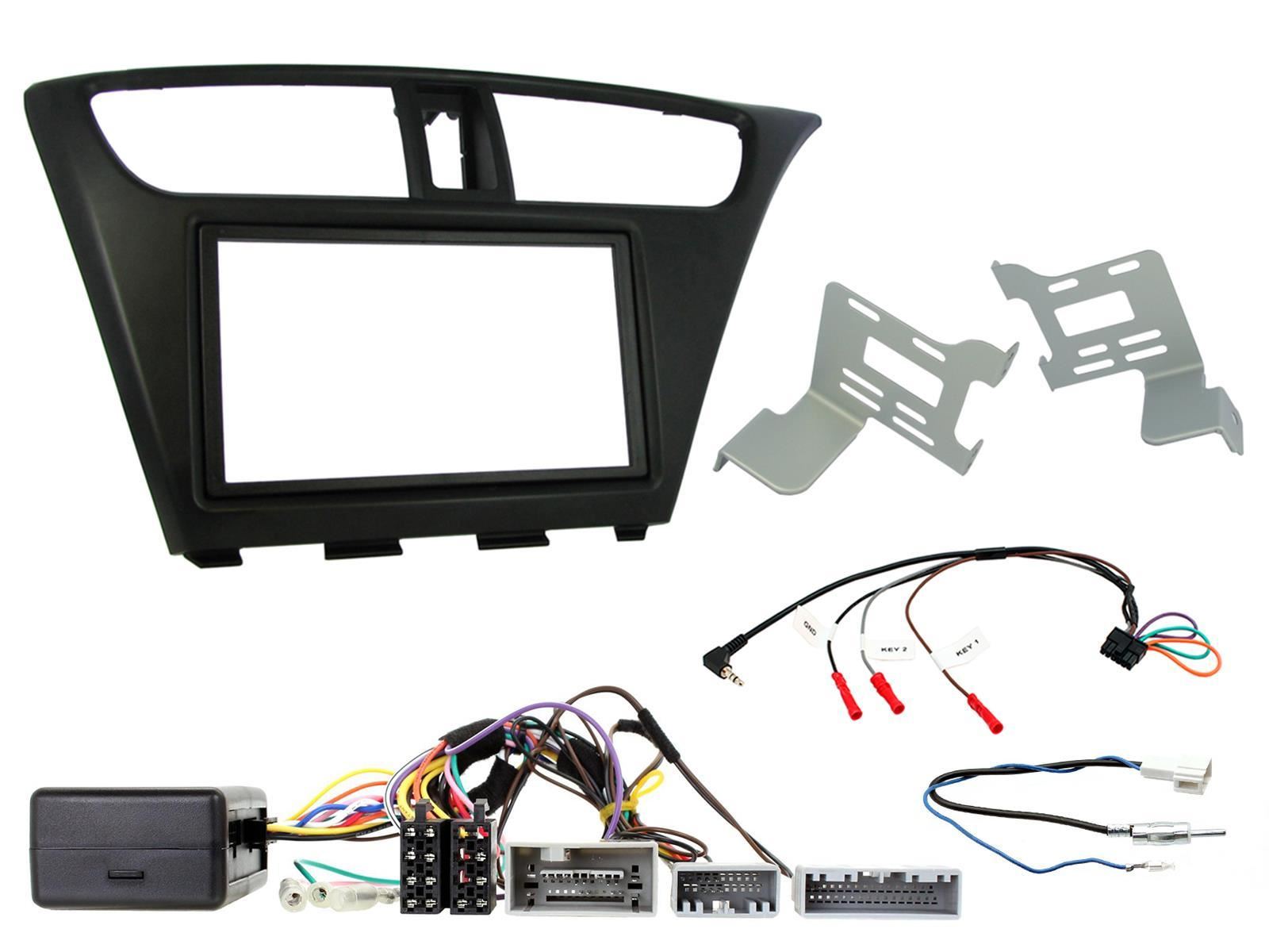 Connects 2 CTKHD06 - Honda Civic 2012 - 2015 Double Din Facia & Steering wheel Interface Fitting Installation Kit (Black Facia Panel)