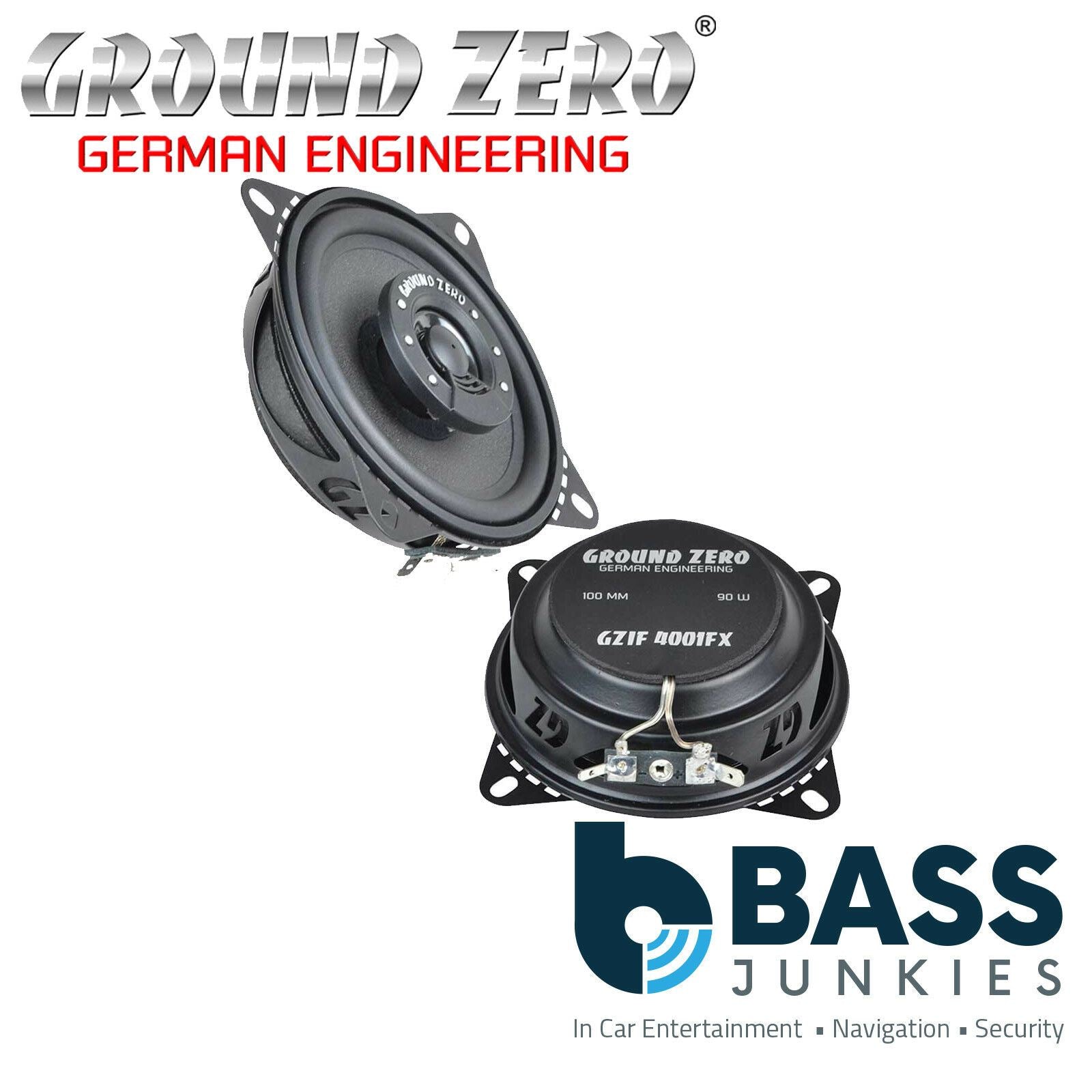 Ground Zero GZIF 4001FX - 4" Inch 10cm 90 Watts 2-Way Coaxial Car Speakers