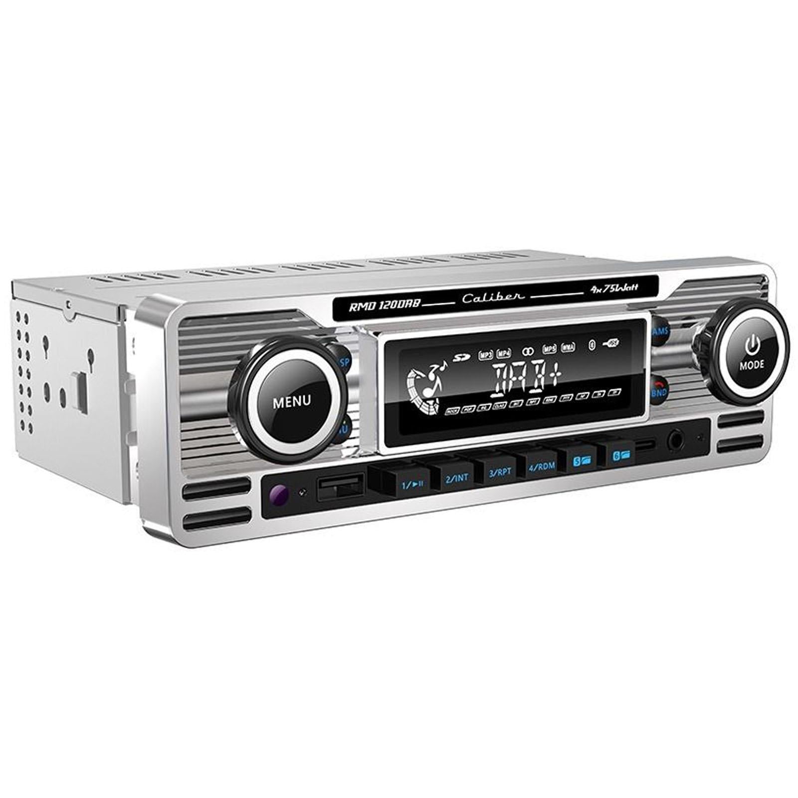 Caliber Retro DAB Bluetooth Car Stereo Radio Chrome USB-C Charging & FM