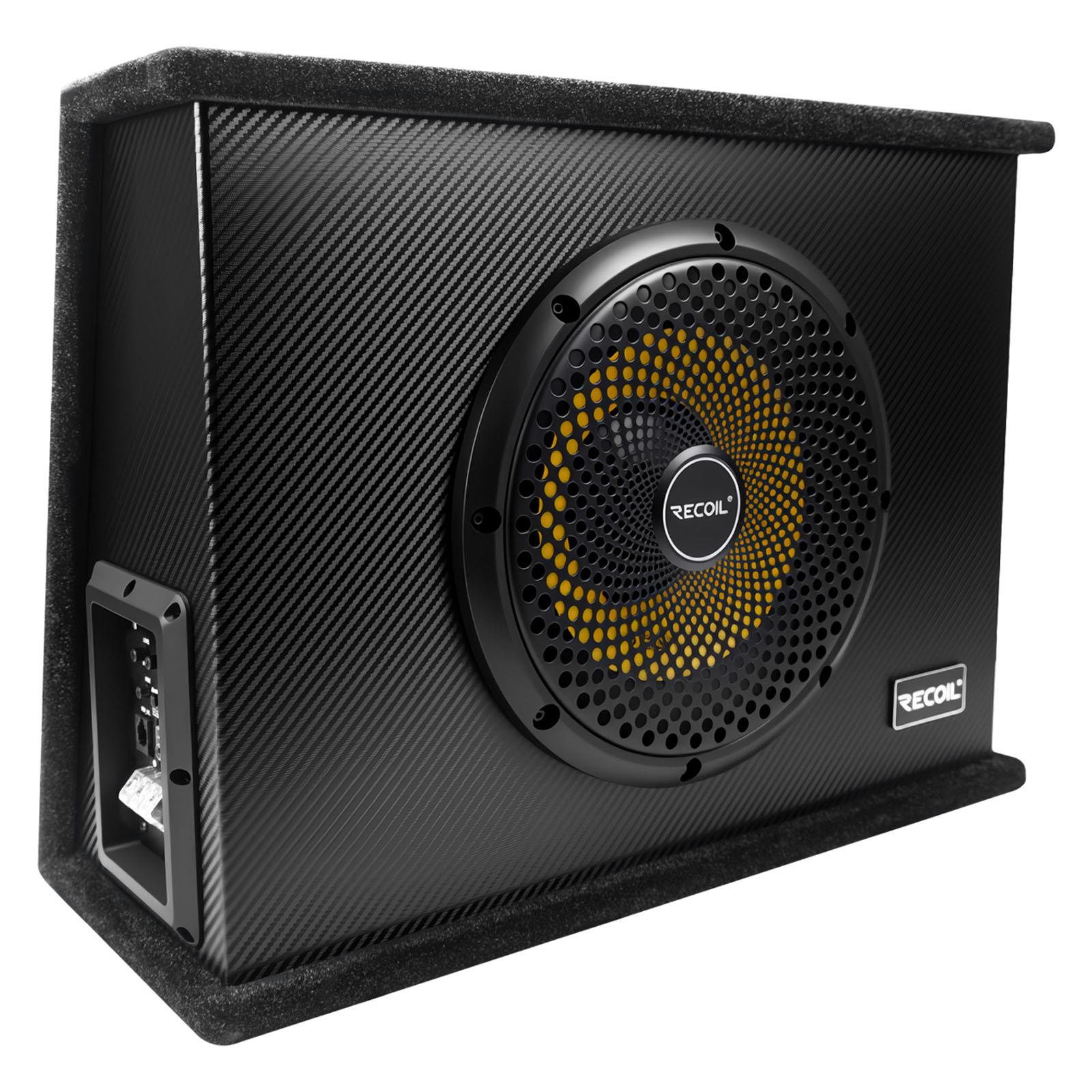 Recoil LAS10 - 10" Shallow Amplified Active 600 Watts Car Van Bass Box Subwoofer Enclosure