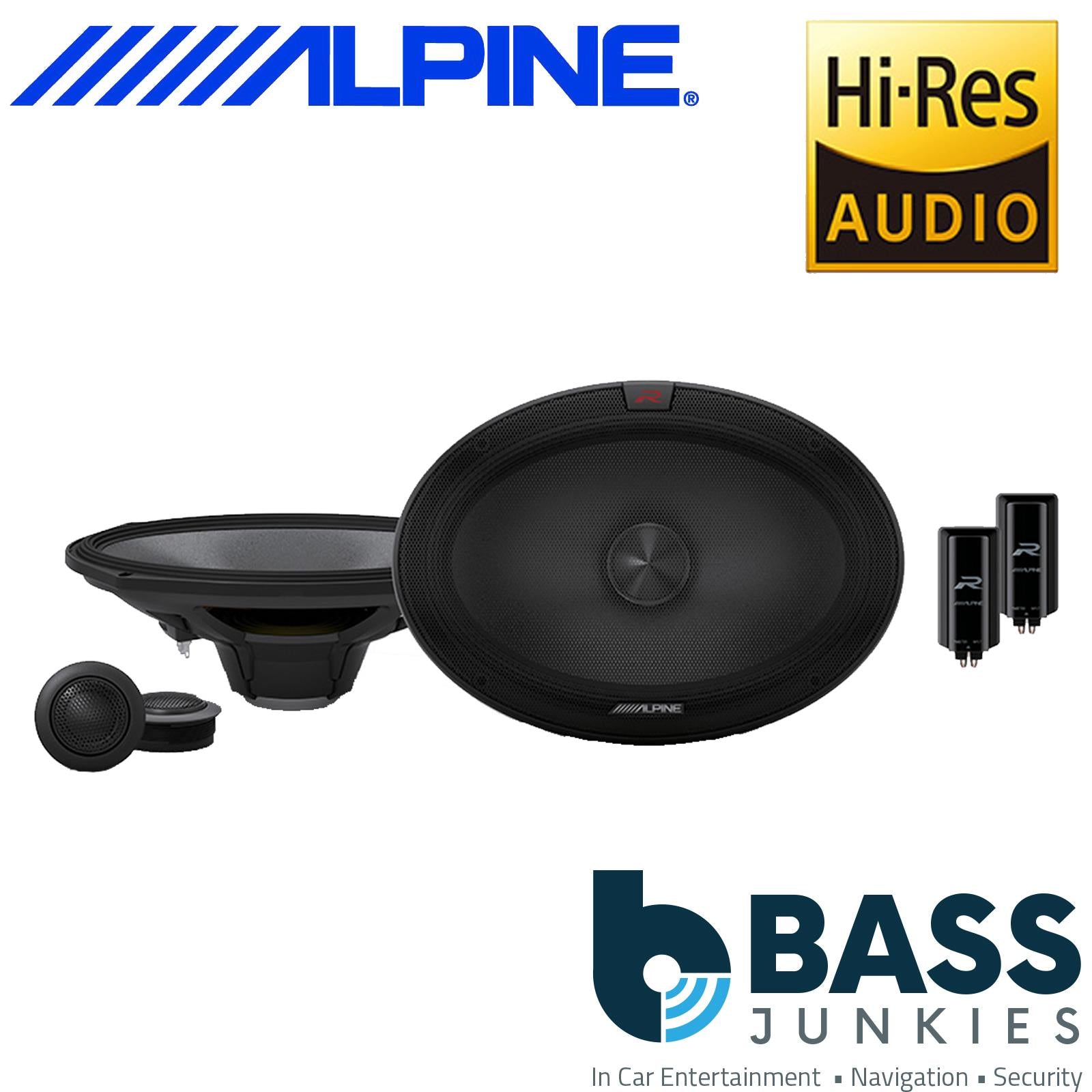 Alpine R-S69C.2 6"x9" 2-Way 600 Watts a Pair 6x9" Component Speakers Ideal Speakers for Rear Parcel Shelf or Car & Van Speakers