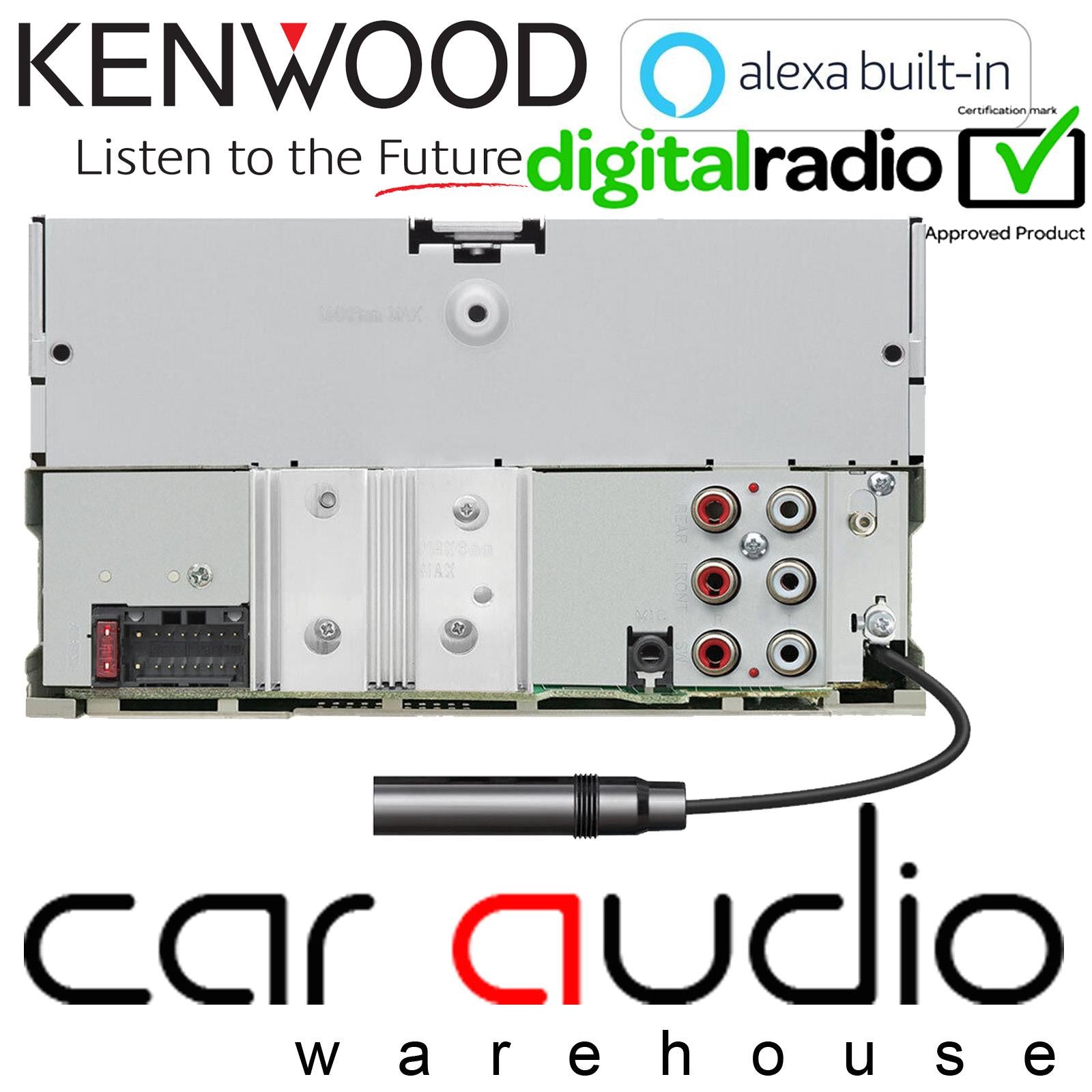 Kenwood DPX-7300DAB Double Din Bluetooth DAB USB iPhone Alexa Android Car Stereo