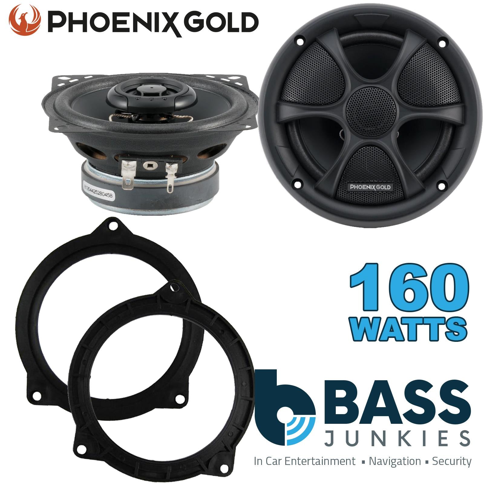 Phoenix Gold RX4CX 100mm/10cm/4" 2-Way Coaxial Car speakers (Per Pair Max 160|80 watts RMS) Fits BMW 5-Series 2011-17
