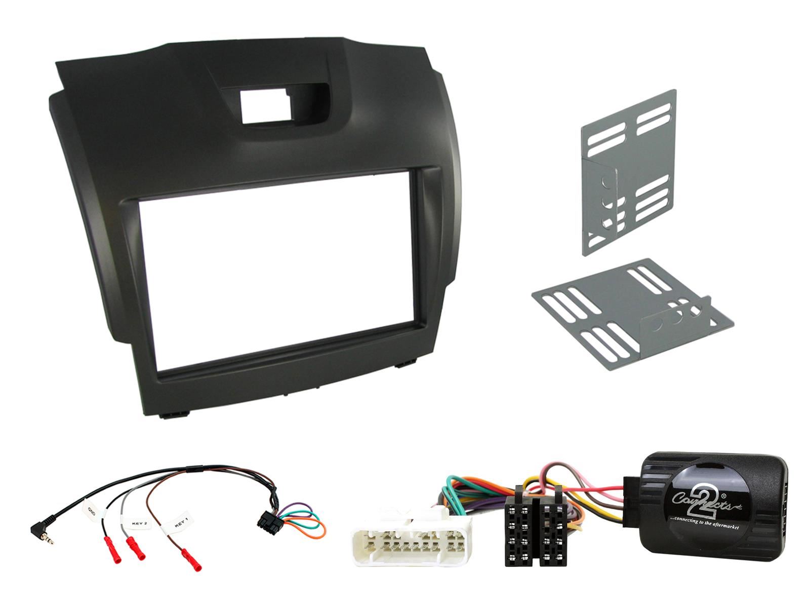 Connects2 CTKIZ01 - Izusu D-Max 2012 Onwards Double Din Facia & Steering wheel Interface Fitting Installation Kit (Grey Facia Panel)