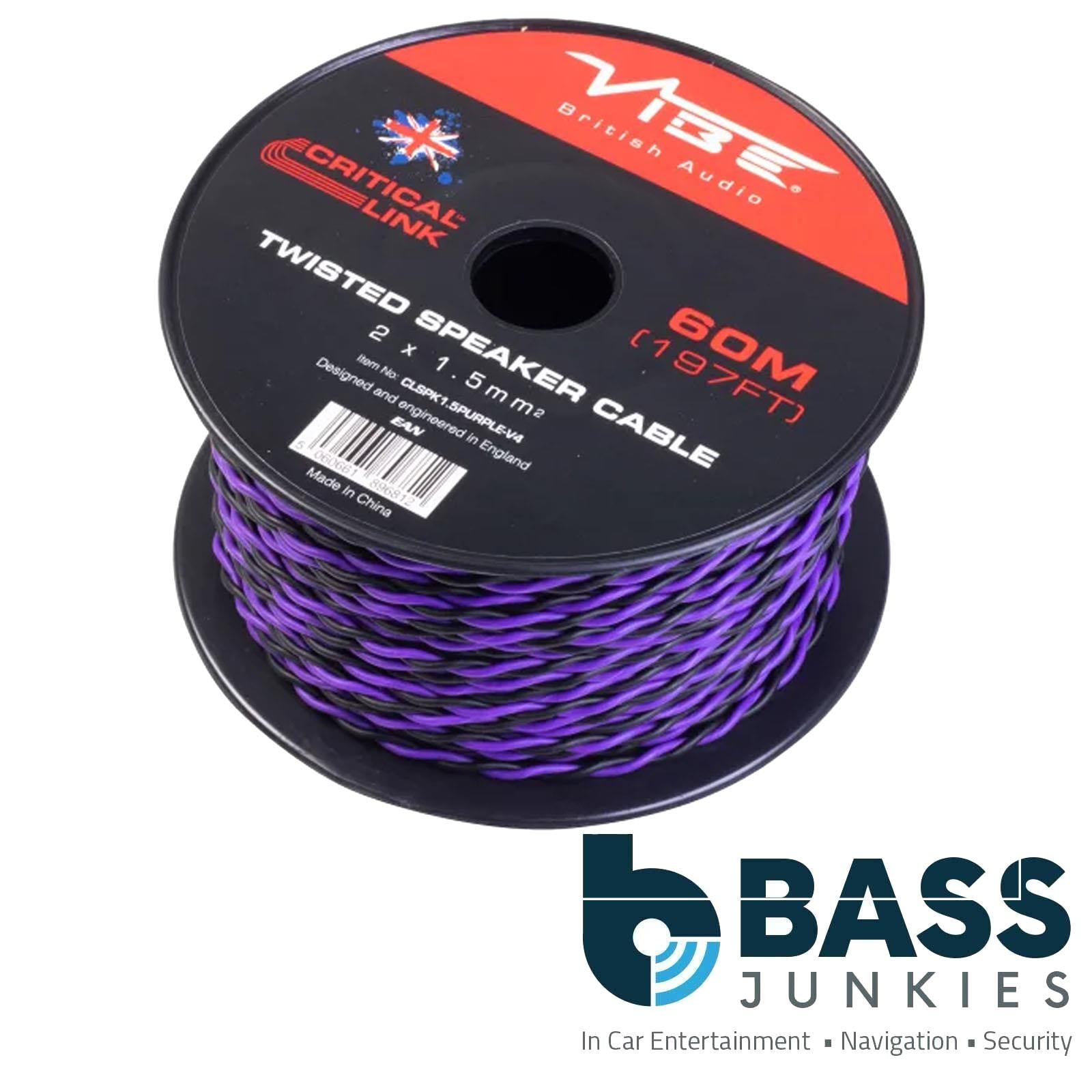 Vibe Critical Link - CLSPK1.5PURPLE-V4 60m Purple Twisted Car Audio Speaker Cable