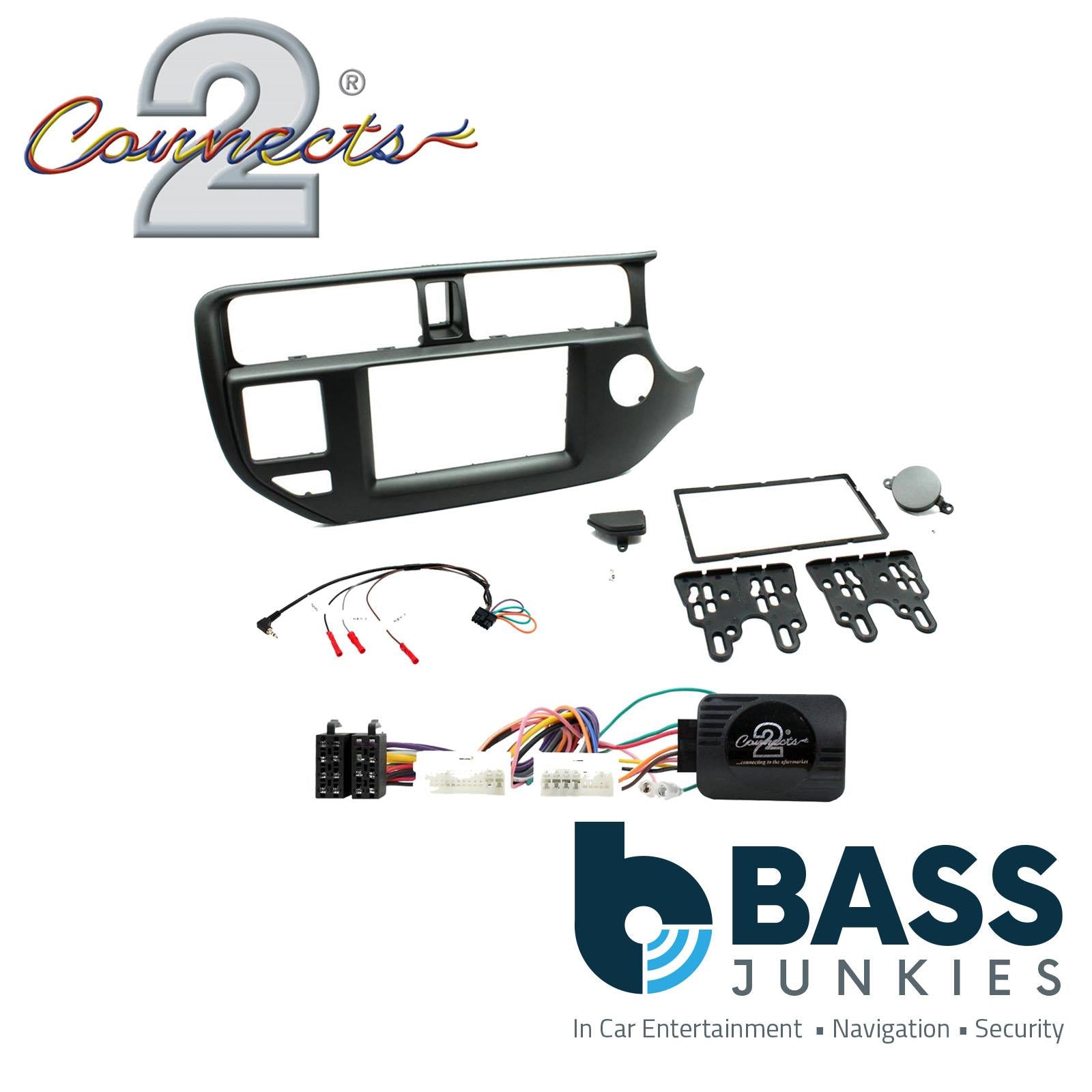 Connects2 CTKKI24 Kia Rio 2011 Onwards Double Din Car Fascia Steering Wheel Interface Fitting Kit