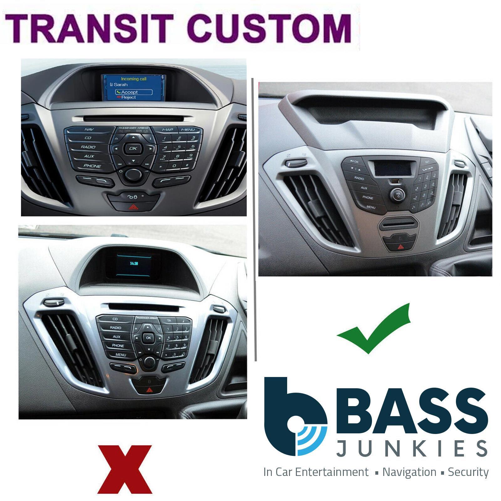 CTKFD41 - Ford Transit Custom 2012-18 Euro5 Car Stereo Silver Fascia & Rear Brake Light Camera Kit