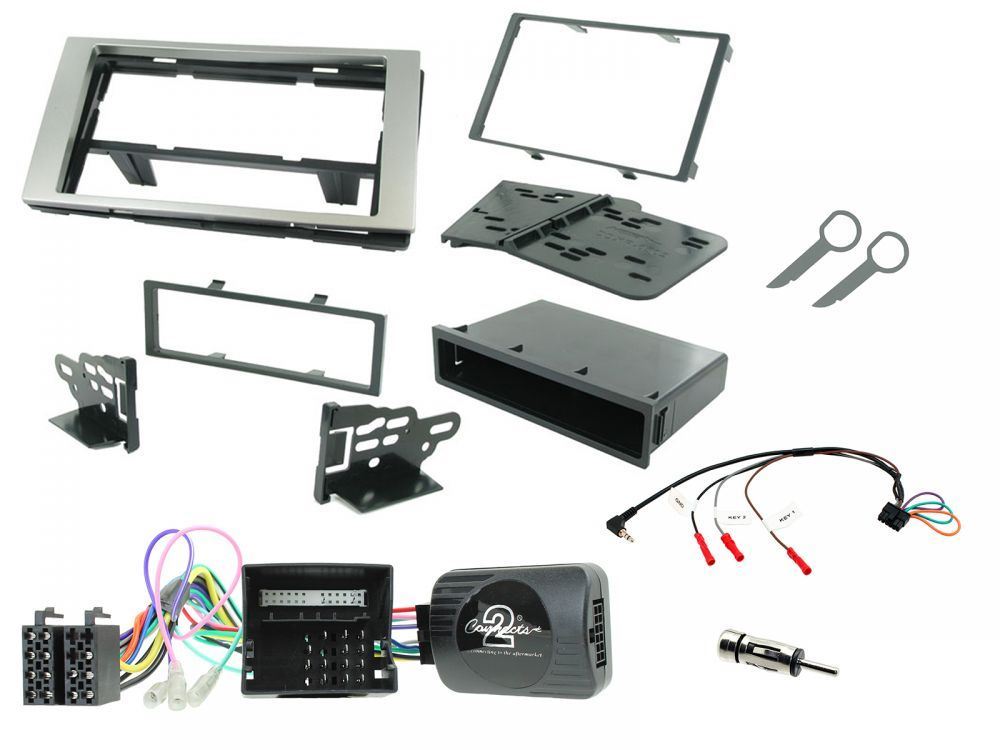 Connects 2 CTKFD22 - Ford Fiesta 2005 - 2008 Single Din or Double Din Facia & Steering wheel Interface Fitting Installation Kit (Silver Facia Panel)