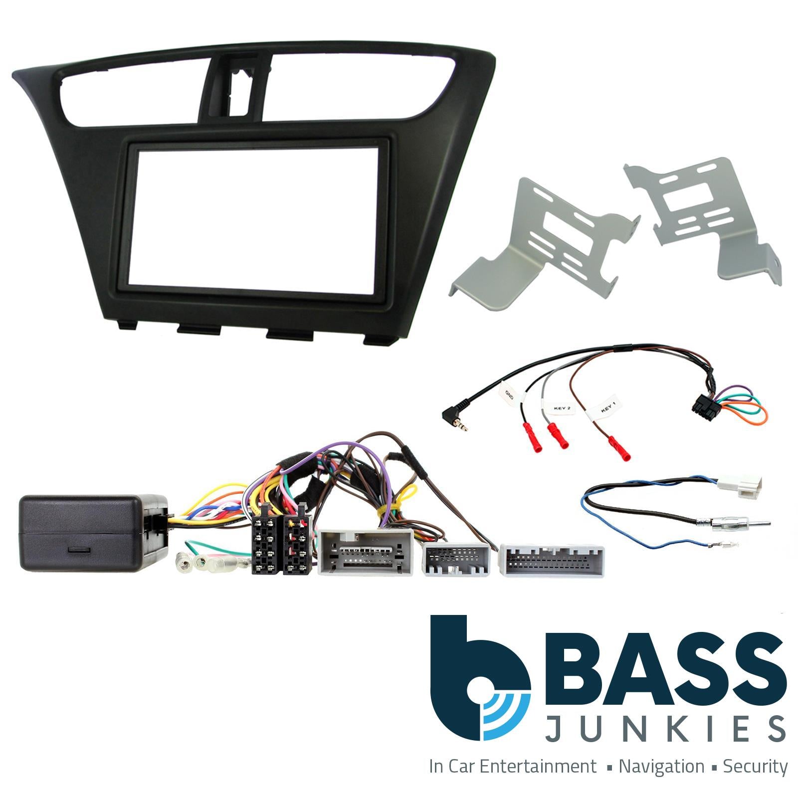 Connects 2 CTKHD06L - Honda Civic 2012 - 2015 L.H.D Double Din Facia & Steering wheel Interface Fitting Installation Kit (Black Facia Panel)