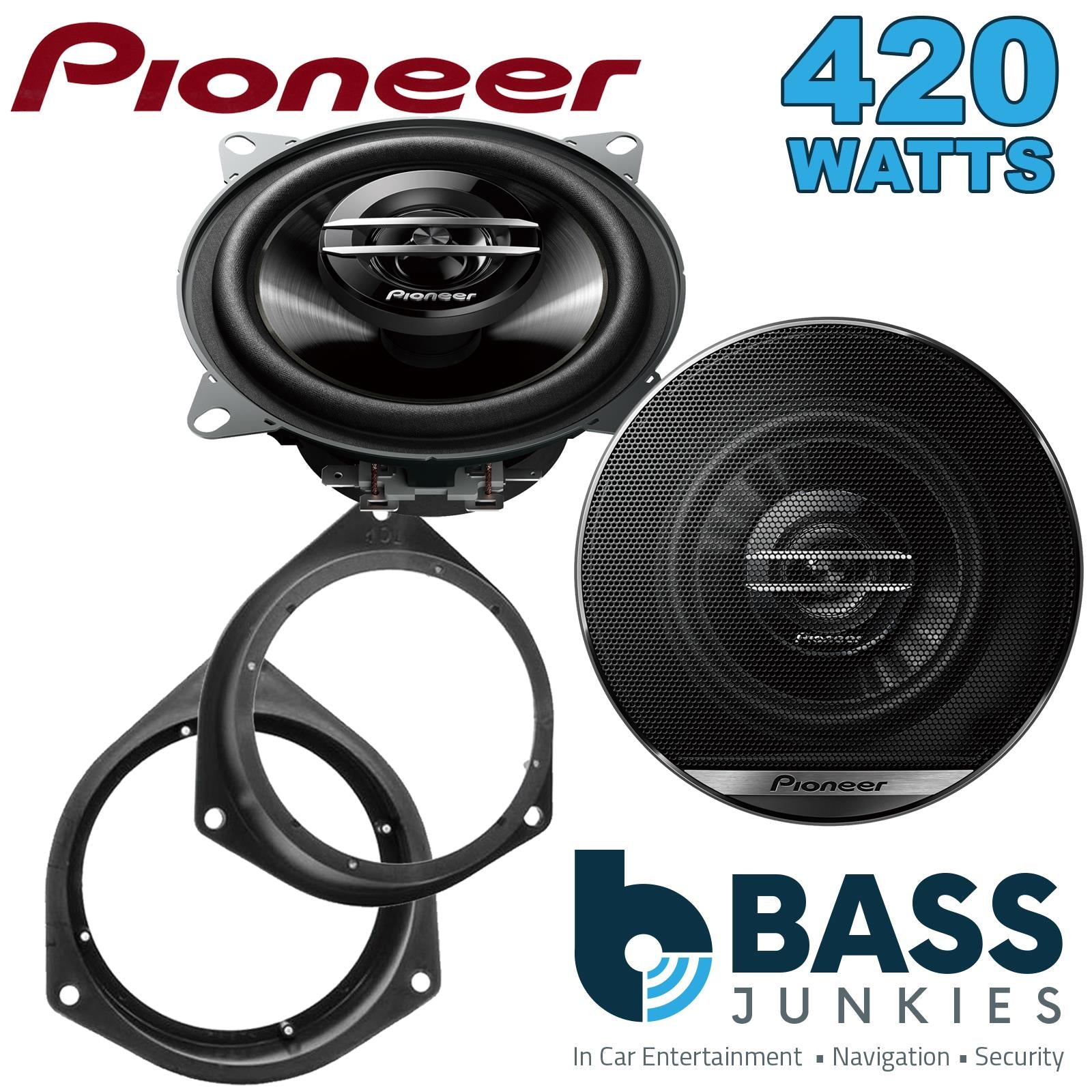 Pionner TS-G1020F 100mm/10cm/4" 2-Way Coaxial Car speakers (Per Pair Max 420|60 watts RMS) Fits Peugeot Bipper 2008-12