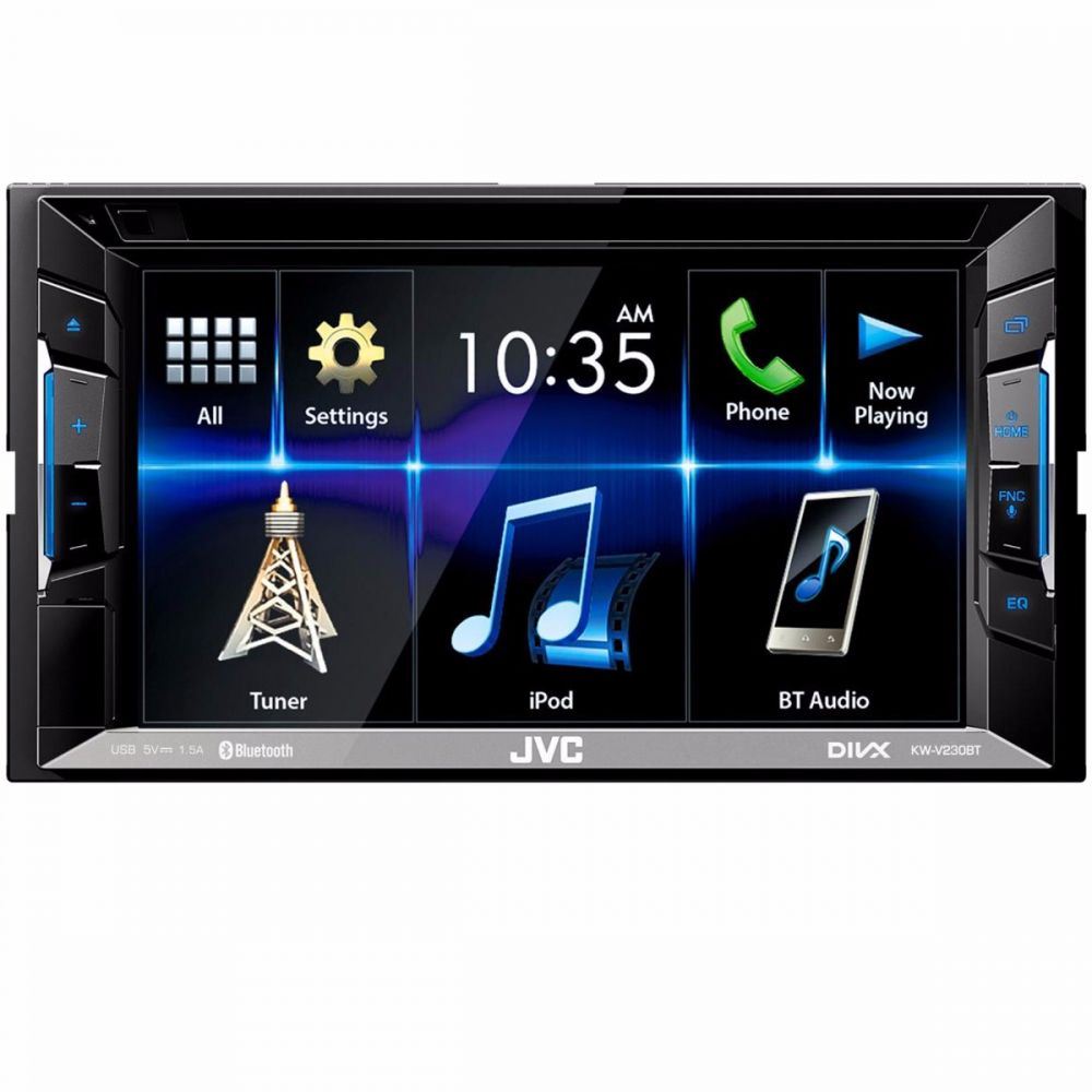 JVC KW-V230BT - 6.2" DVD CD MP3 Front USB Bluetooth Touchscreen Car Stereo, AM/FM Radio Tuner, iPod iPhone Android Control