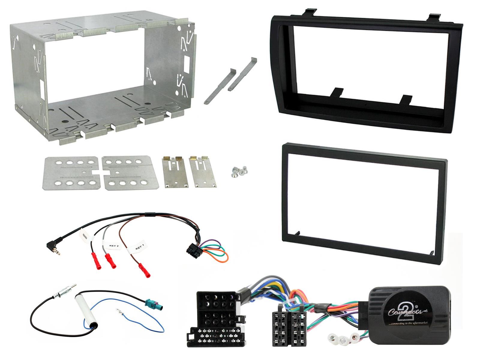 Double Din Stereo Fitting Kit + Steering Wheel Stalk Controls to fit Peugeot Boxer 2008-11