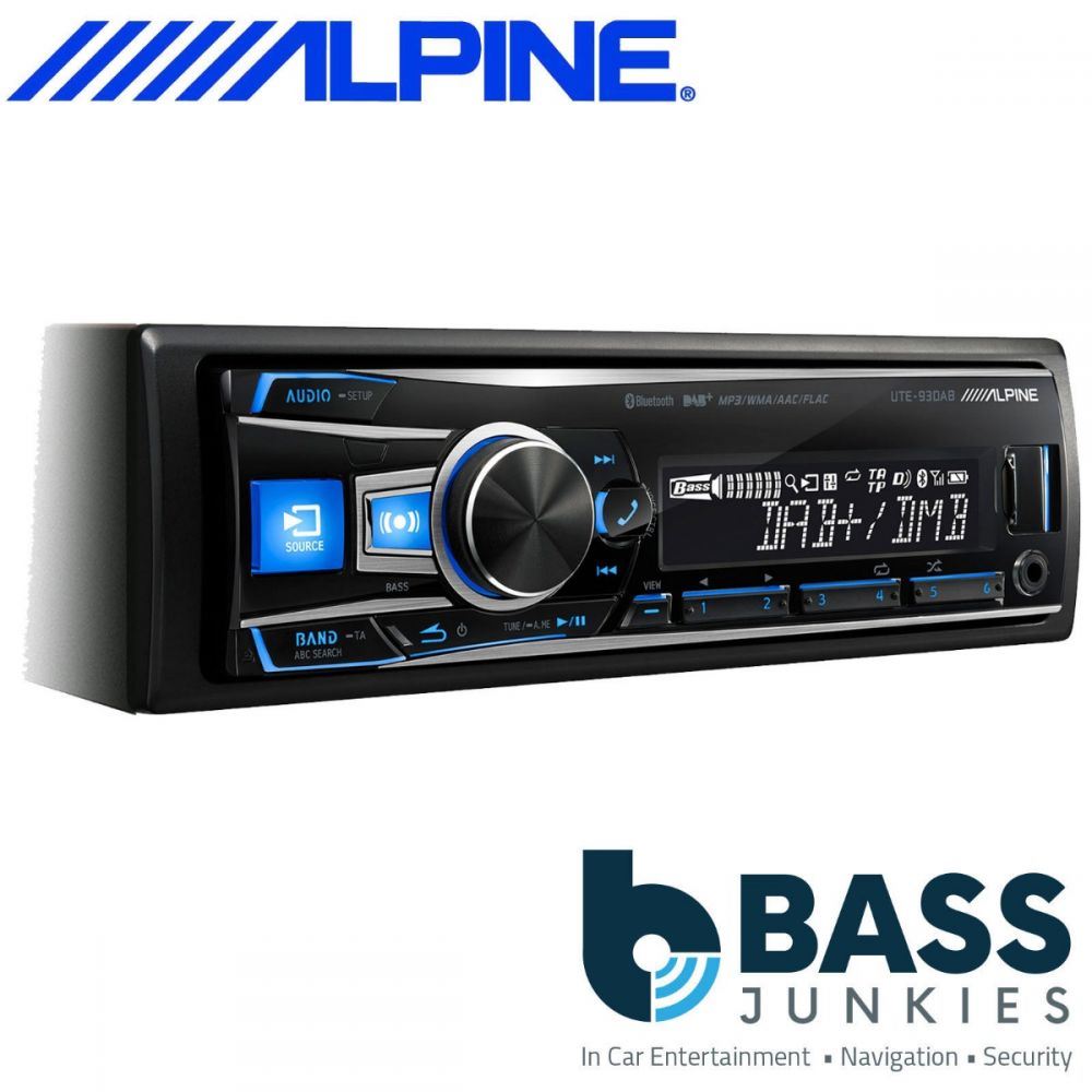 Alpine UTE-93DAB - Mechless DAB Bluetooth USB AUX In Car Stereo Player 50 Watts x 4