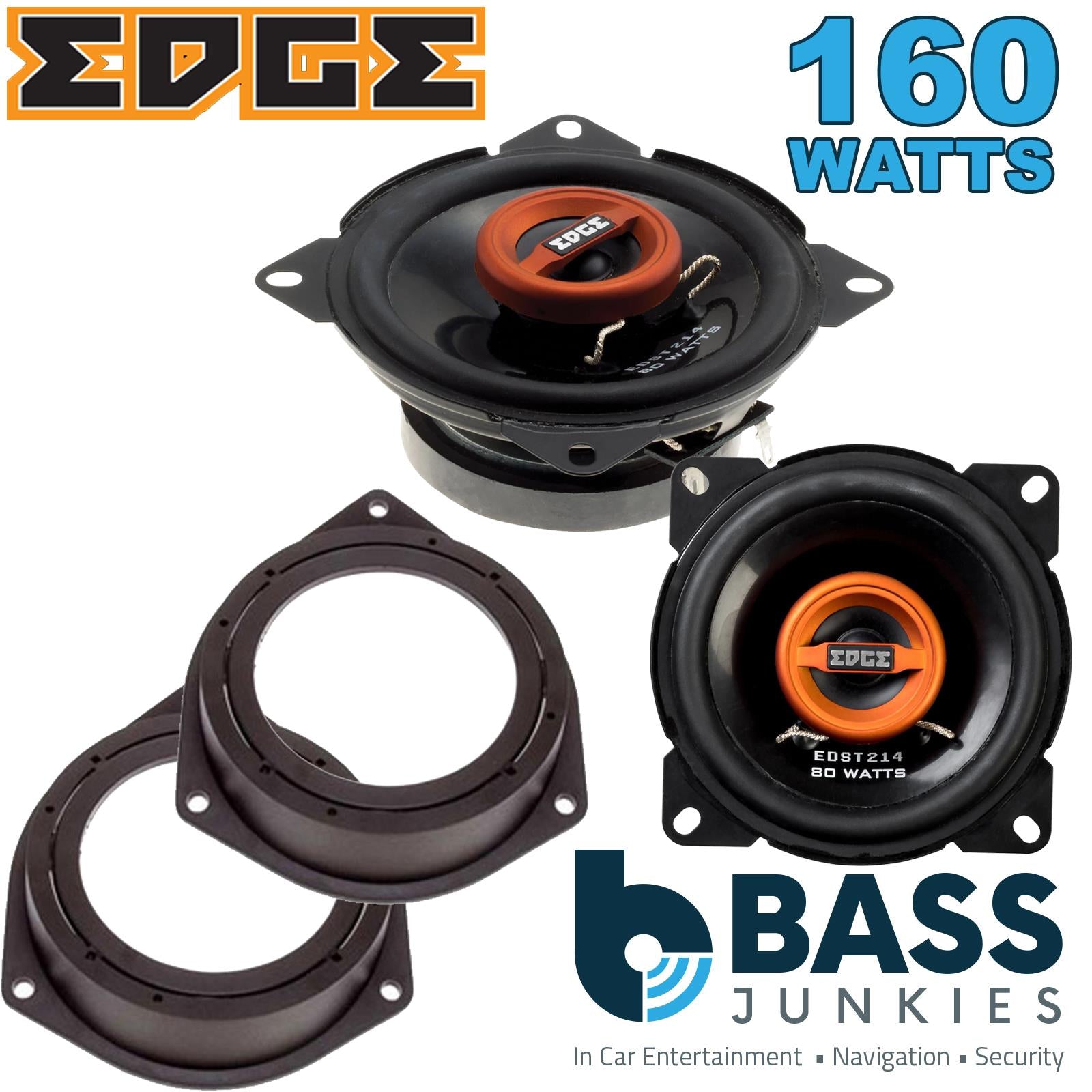 Edge EDST214 100mm/10cm/4" 2-Way Coaxial Car speakers (Per Pair Max 160|40 watts RMS) Fits Vauxhall Astra 2005-10 | Corsa 06-14