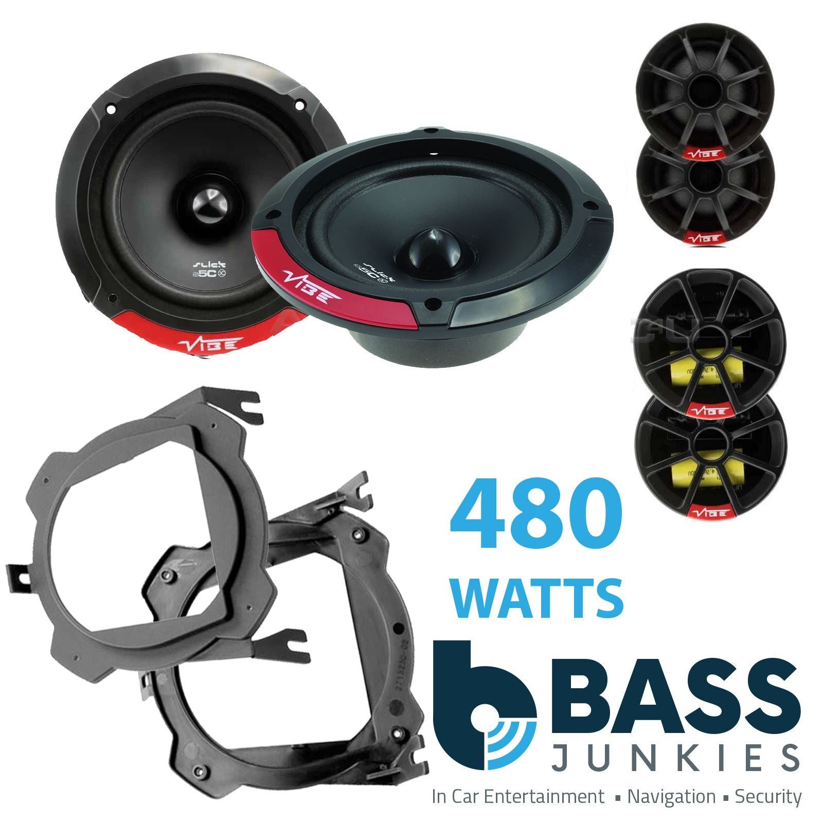 Vibe SLICK5C-V7 2-Way 130mm/13cm/5.25" Component Speakers (Per Pair 480 Watts) Fits Vauxhall Corsa 1993-06 | Tigra 94-00