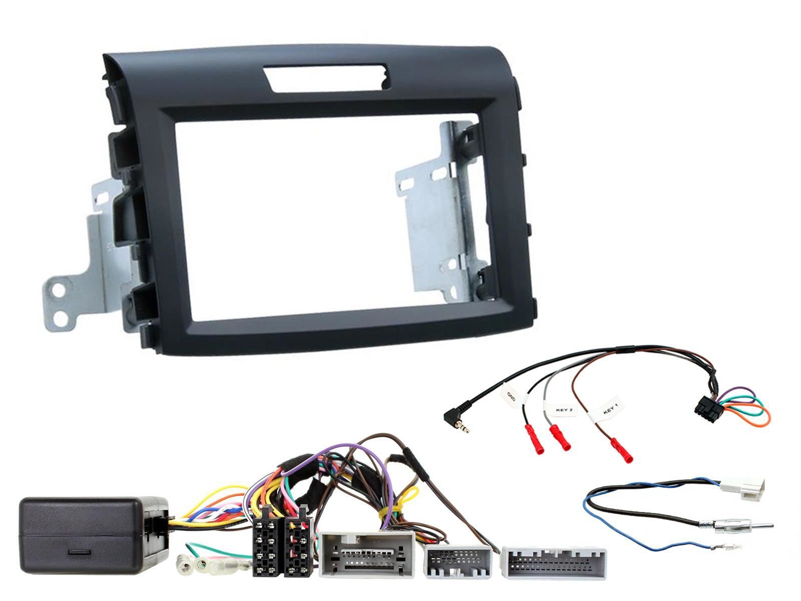 Double Din Stereo Fitting Kit + Steering Wheel Stalk Controls to fit Honda CR-V 2012-