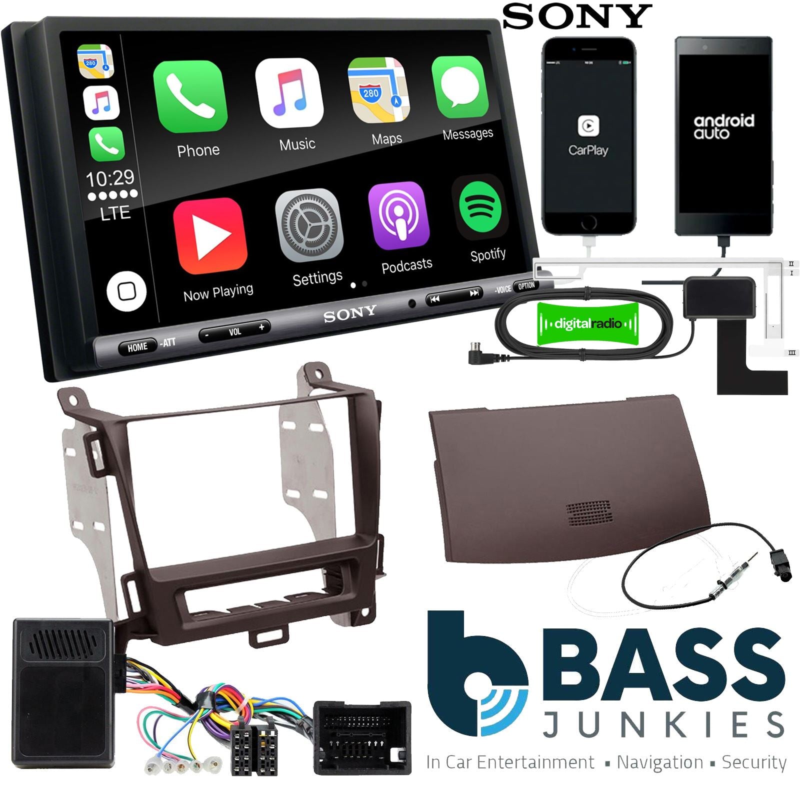SONY DAB+ Apple | Android Double Din Stereo Fitting Kit + Steering Wheel Stalk Controls to fit Opel Zafira-Tourer 12-16 | Vauxhall Zafira-Tourer 12-18
