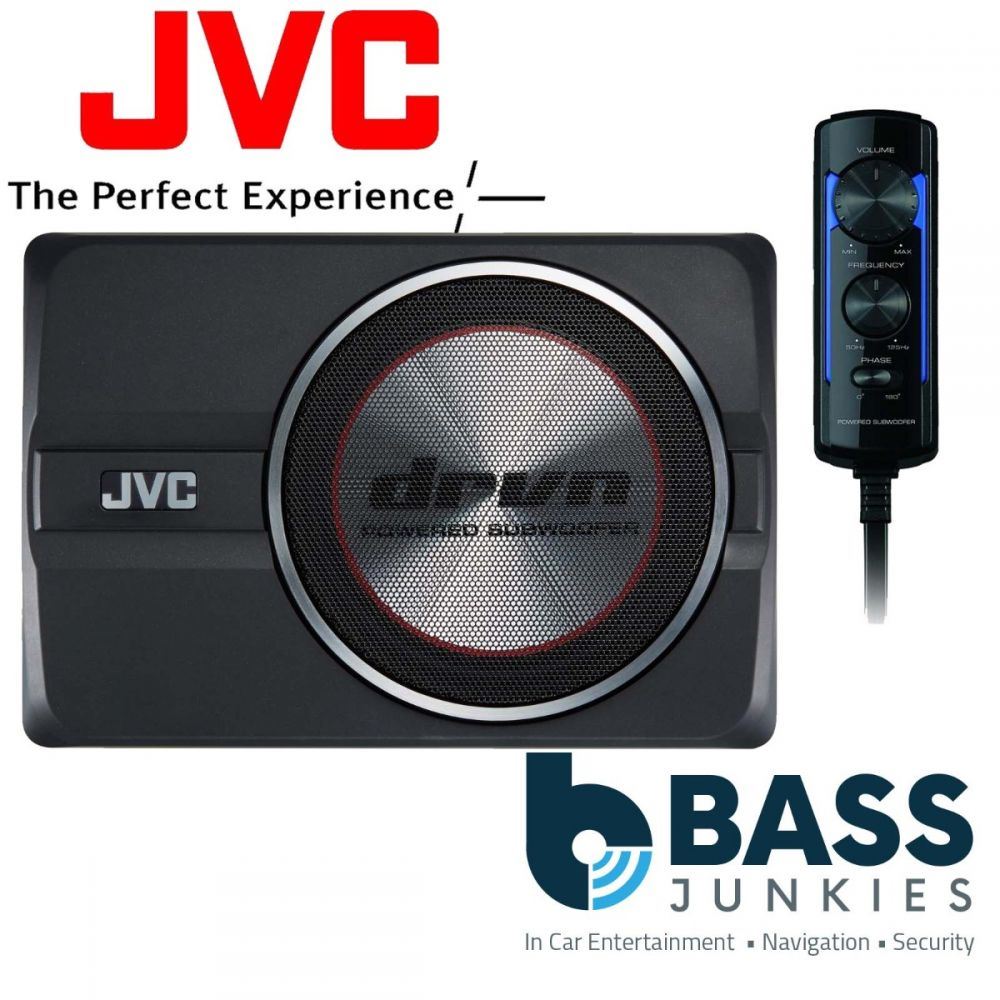 JVC CW-DRA8 - 250 Watts 8" Active Underseat / Under Seat Car Sub Box / Subwoofer & Amplifier