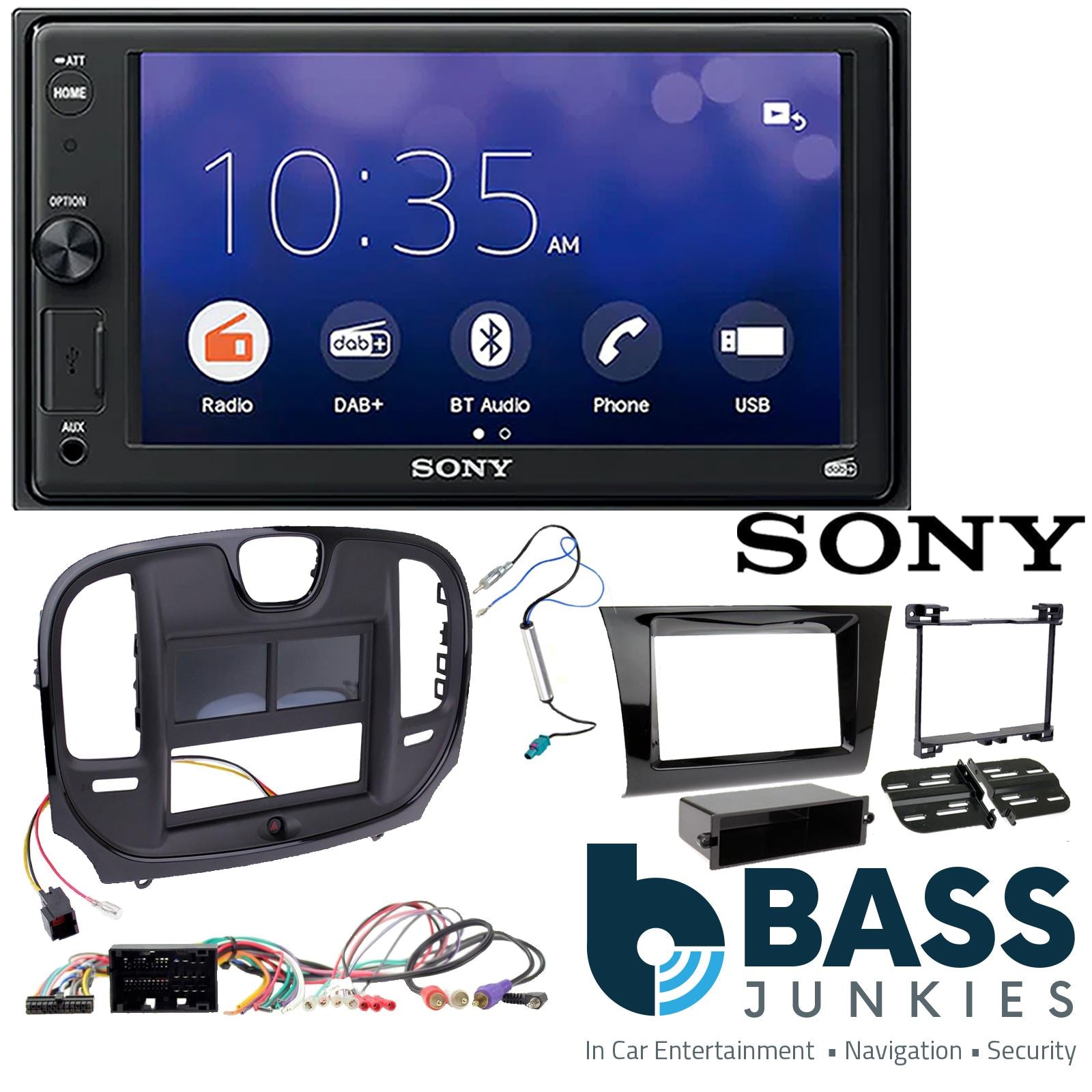 SONY 6.2" Screen Blutooth Double Din Stereo Fitting Kit + Steering Wheel Stalk Controls to fit Chrysler 300 2015-21