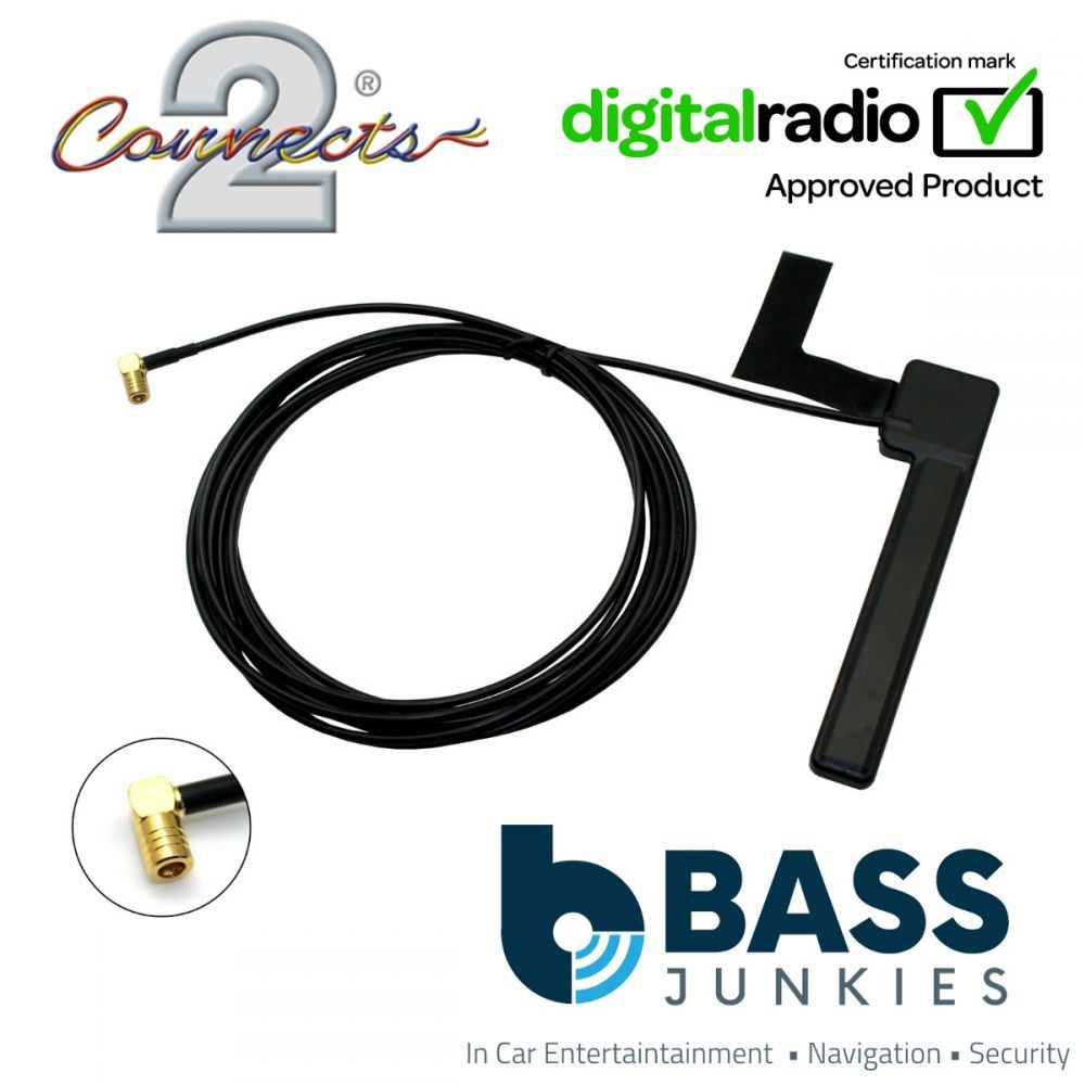 Connects2 SAD-15 - Universal DAB Digital Radio Windscreen Glass Mount Antenna Aerial With SMB Connector