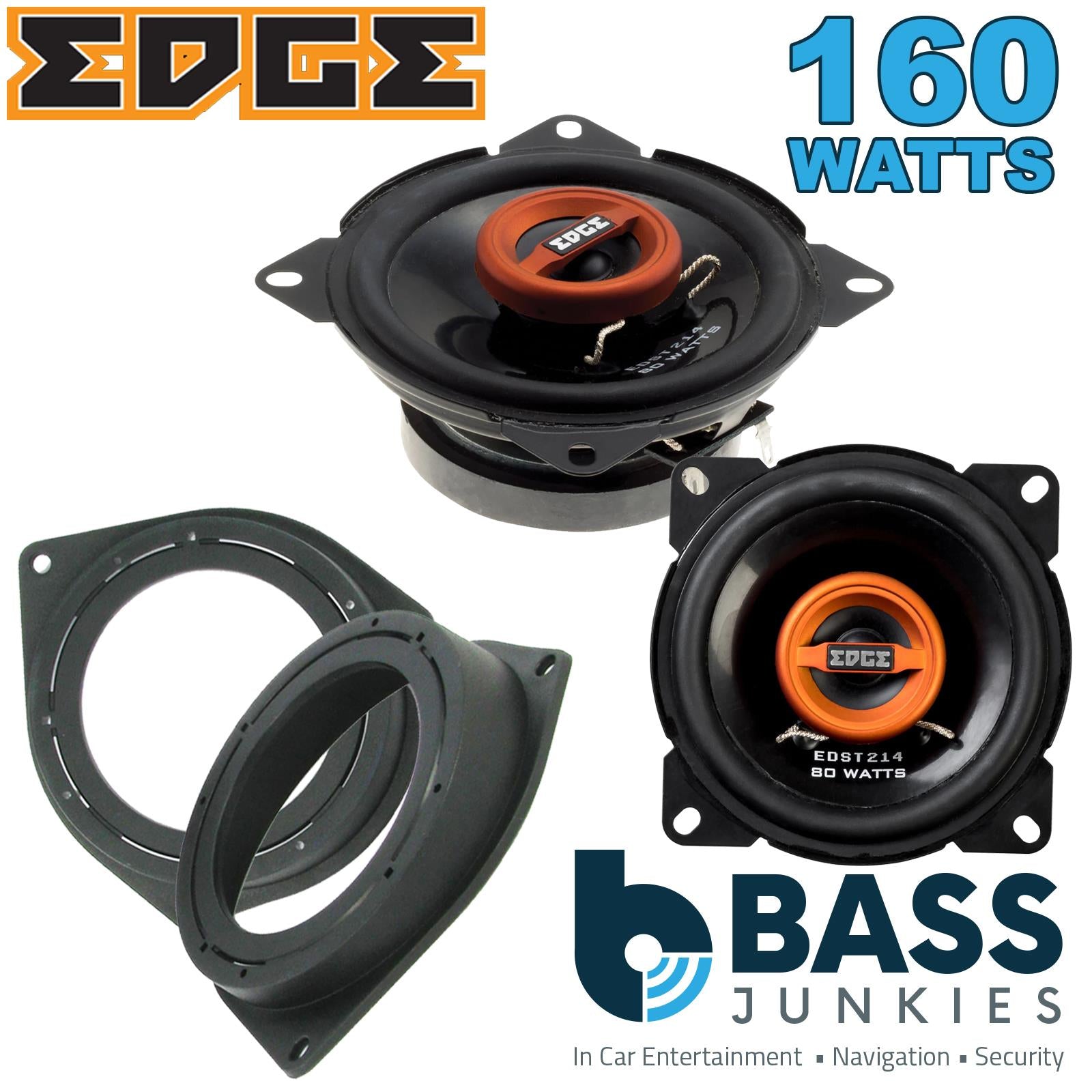 Edge EDST214 100mm/10cm/4" 2-Way Coaxial Car speakers (Per Pair Max 160|40 watts RMS) Fits Fiat Qubo 2008-18 | 500 07-14 | Bravo 07-14 | Fiorino 08-21 | Punto 12-21 | Grande-Punto 05-09