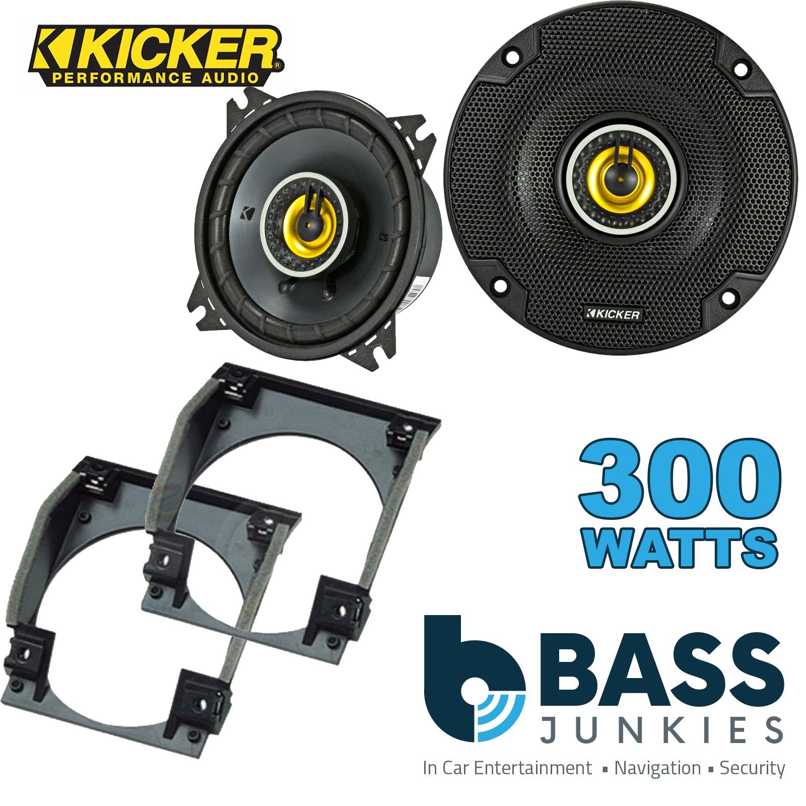 Kicker CSC44 100mm/10cm/4" 2-Way Coaxial Car speakers (Per Pair Max 300|100 watts RMS) Fits Renault Twingo 1993-00