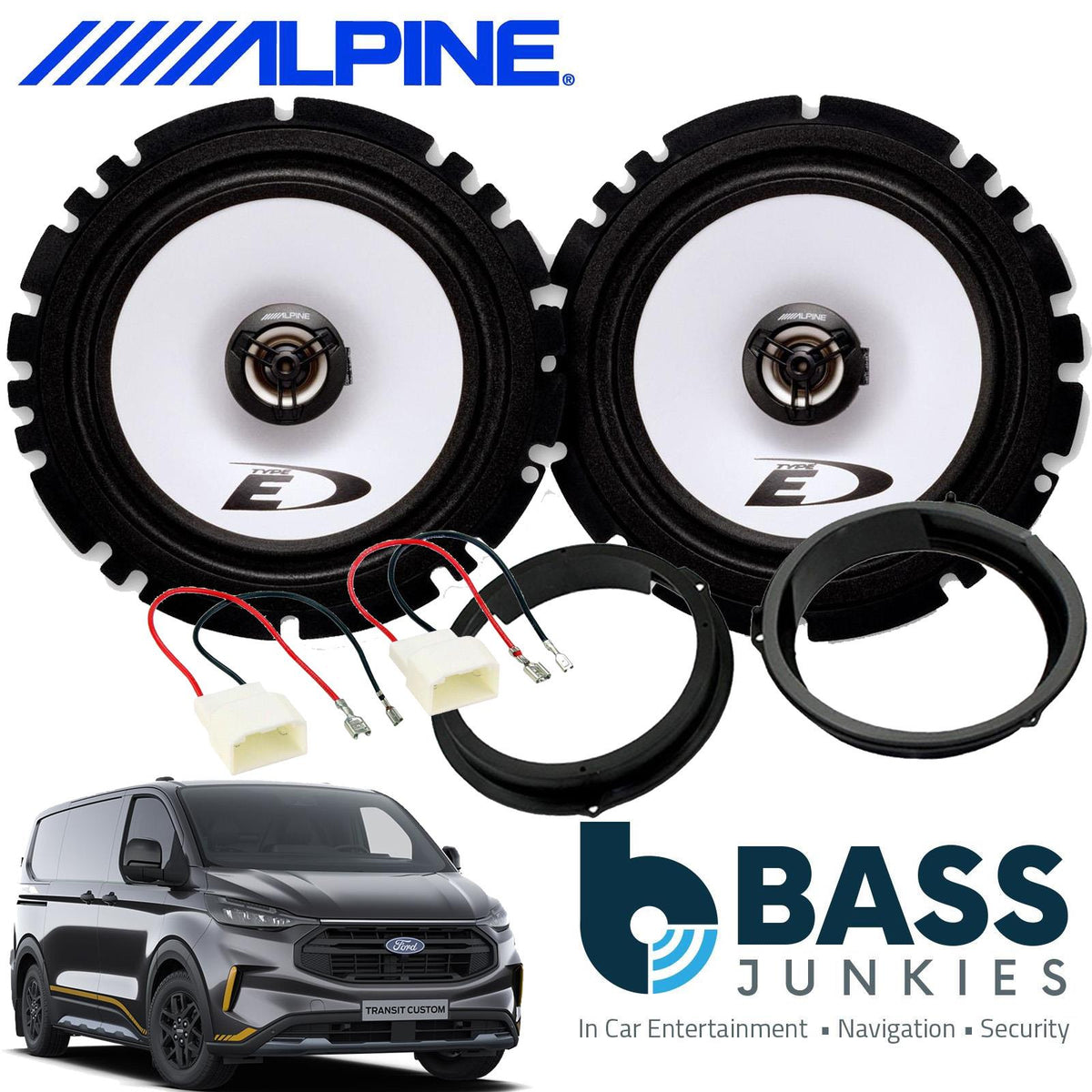 Ford Transit Custom (V710) 2024 440 Watts Alpine Front Door Car Speaker Upgrade Kit