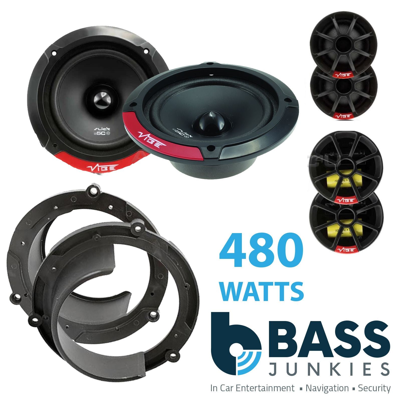 Vibe SLICK5C-V7 2-Way 130mm/13cm/5.25" Component Speakers (Per Pair 480 Watts) Fits Honda Accord 1999-03 | 2 03-09