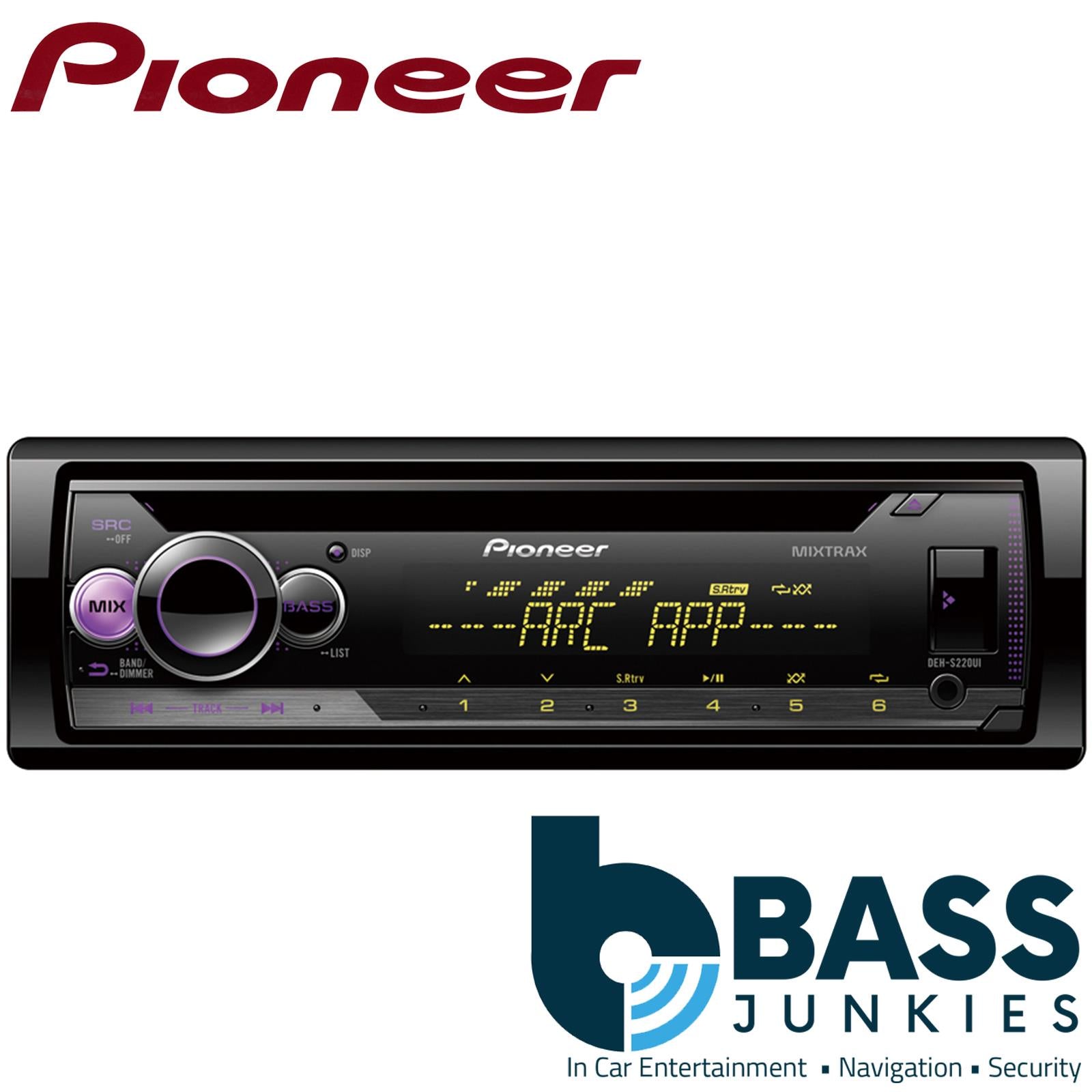 Pioneer DEH-S220UI Car Stereo Radio CD MP3/WMA/WAV/AAC | Compatable with Android | Made for Apple Iphone | MIXTRAX | Front USB | Front Aux In | 2 RCA Preouts | 4x50W | RGB Multicolour Illumination