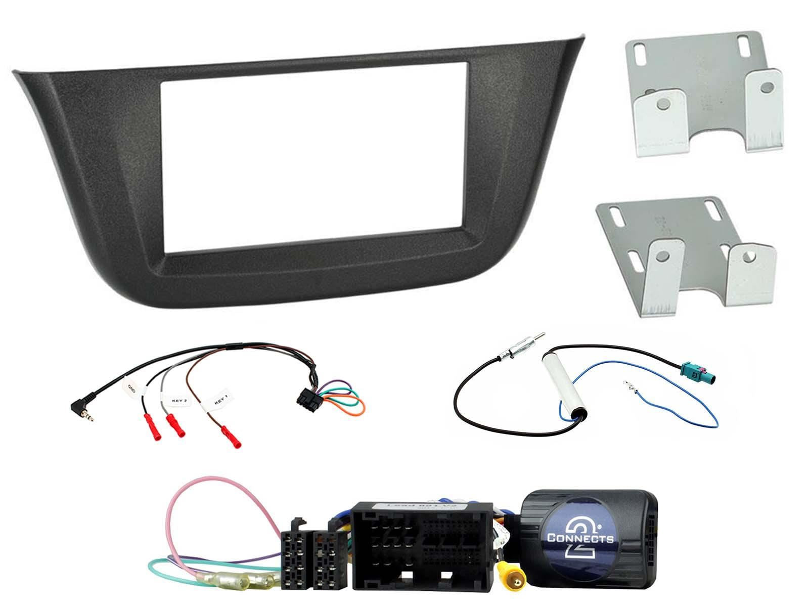 Double Din Stereo Fitting Kit + Steering Wheel Stalk Controls to fit Iveco Daily 2020>