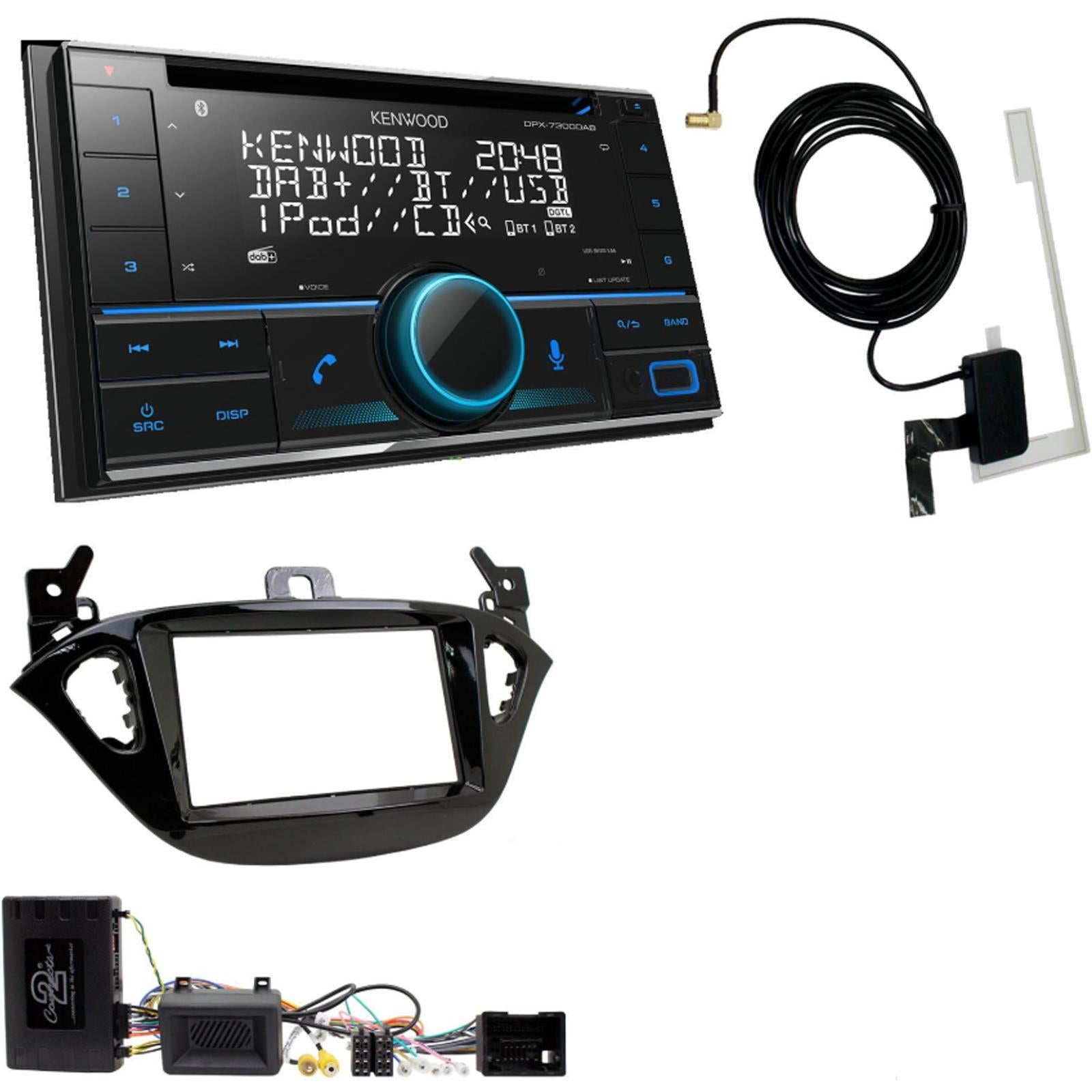 Kenwood DPX-7300DAB + Connects2 Double Din + Steering Wheel Controls fits Opel Adam 2013-21|Corsa 2014-|Vauxhall Adam 2012-|Corsa 2014-