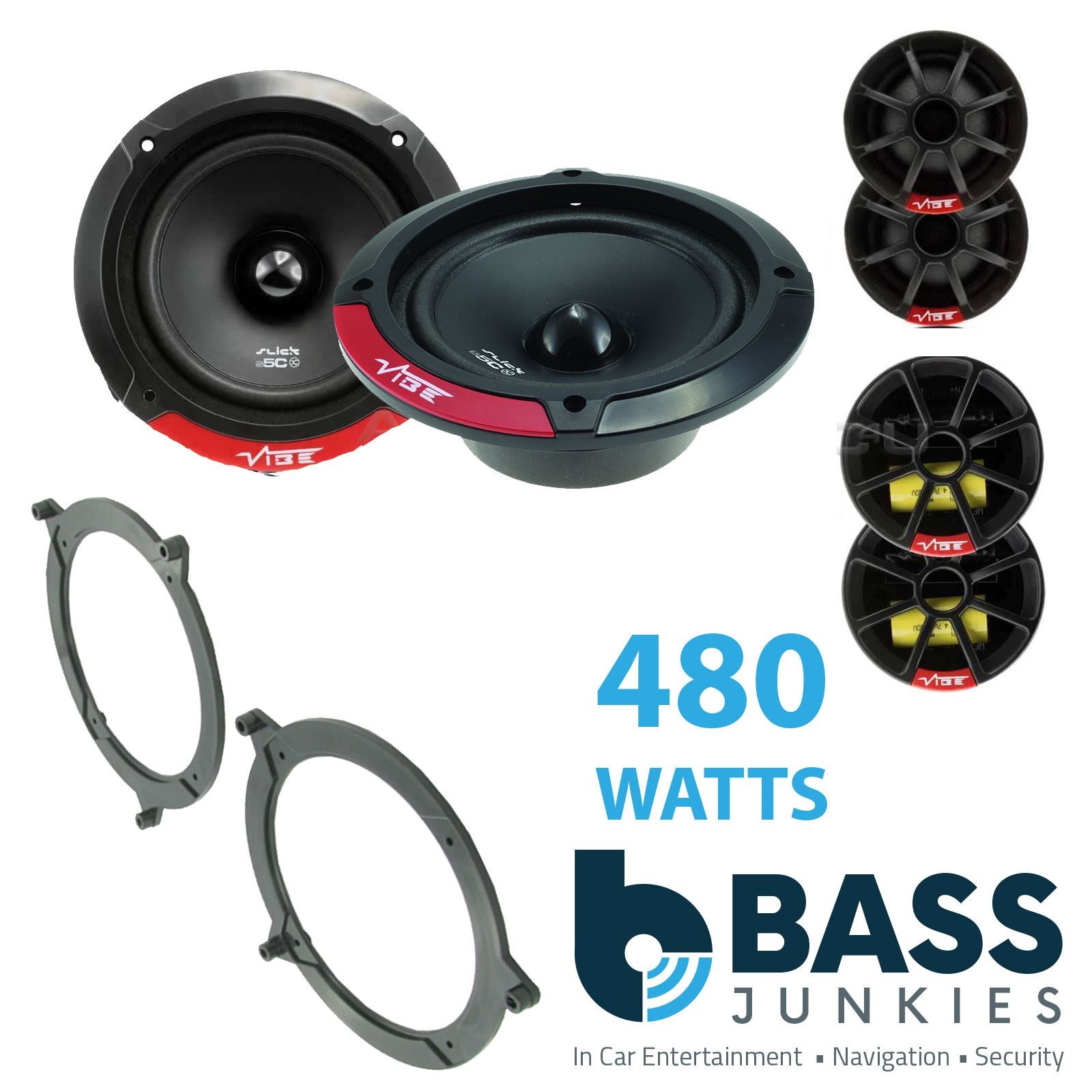Vibe SLICK5C-V7 2-Way 130mm/13cm/5.25" Component Speakers (Per Pair 480 Watts) Fits BMW 3-Series 1999-05