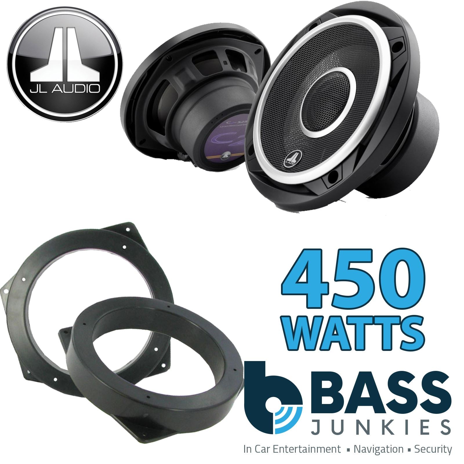 JL Audio C2-525X 2-Way 130mm/13cm/5.25" Coaxial Speakers (Per Pair 450 Watts) Fits BMW Mini 2001-06 | 3-Series 01-04