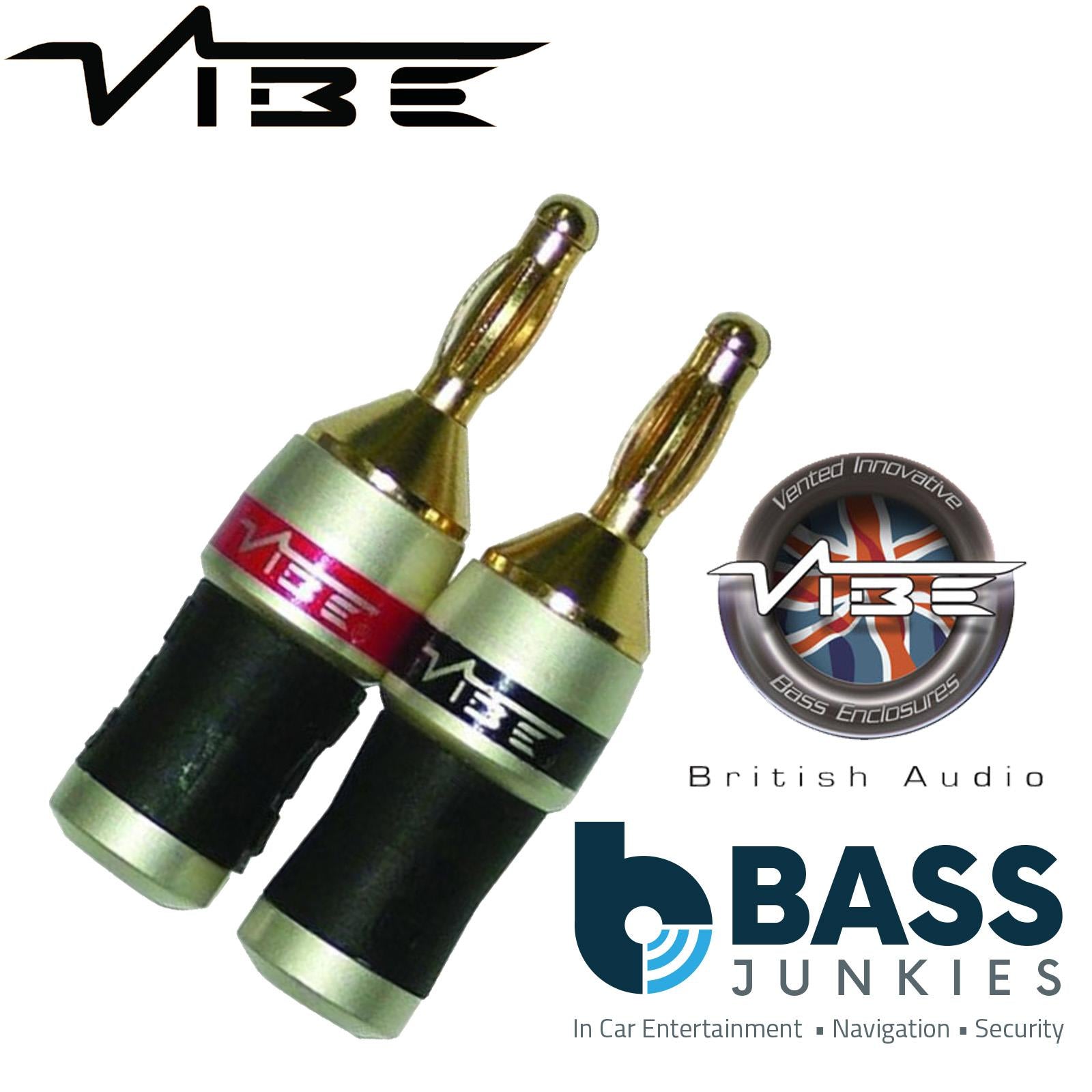 Vibe GB41 - Gold Speaker Bass Box Binding Post Connector Banana Plugs (Pair)