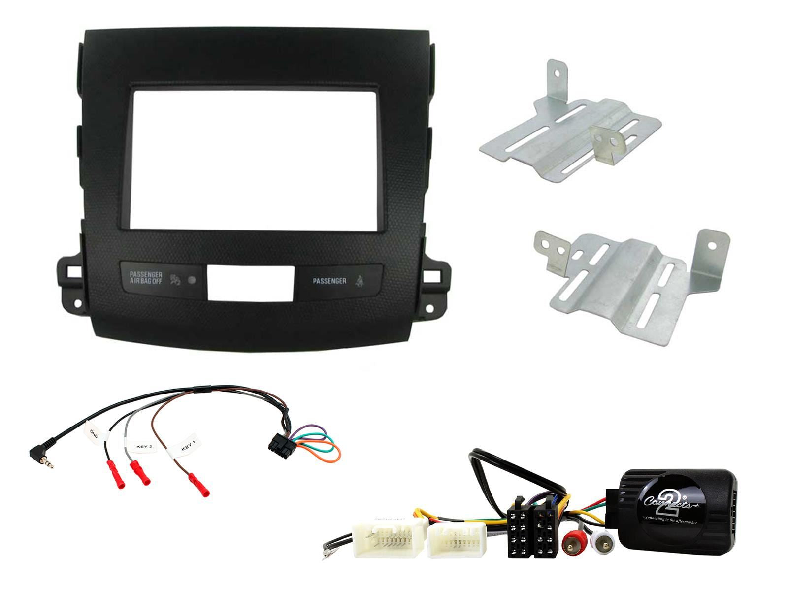 Connects2 CTKMT06 - Mitsubishi Outlander 2010-2013 Double Din Fascia & Steering Wheel Interface Installation Kit