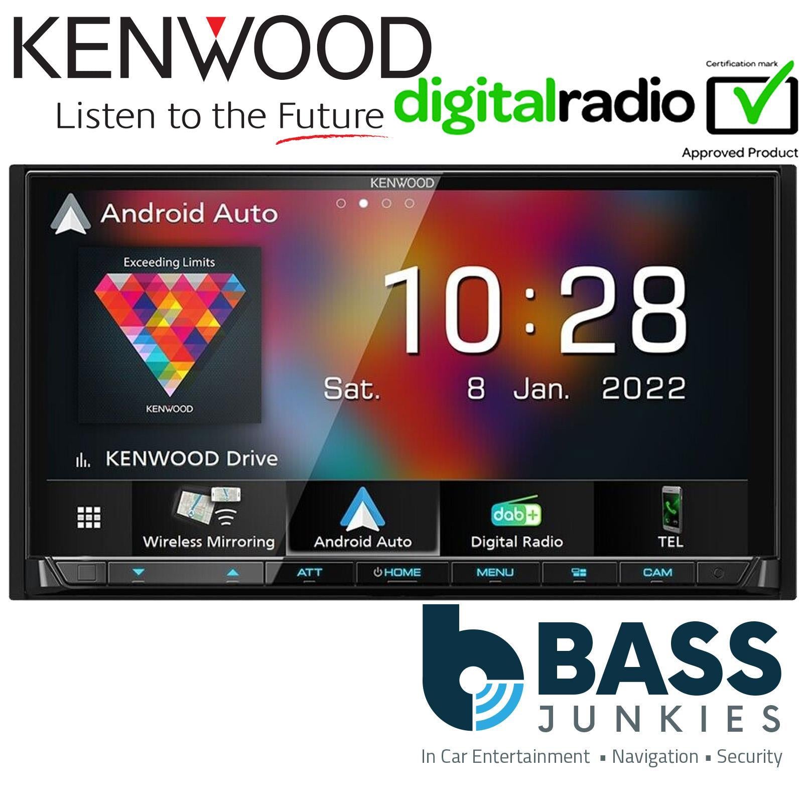 Kenwood DMX8021DABS - 7" Screen Apple CarPlay Android Bluetooth DAB+ Car Stereo