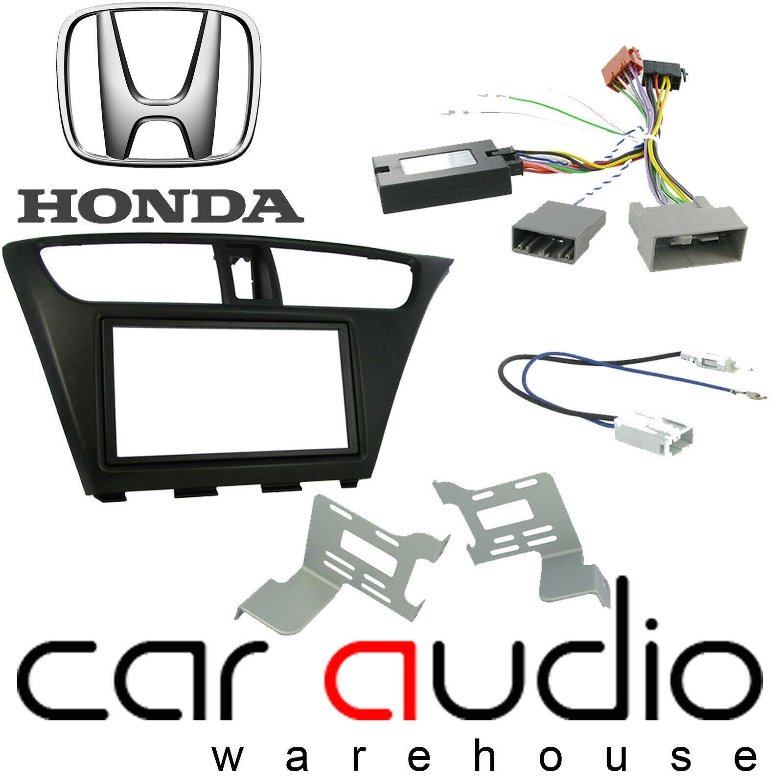 Connects 2 CTKHD06 - Honda Civic 2012 - 2015 Double Din Facia & Steering wheel Interface Fitting Installation Kit (Black Facia Panel)