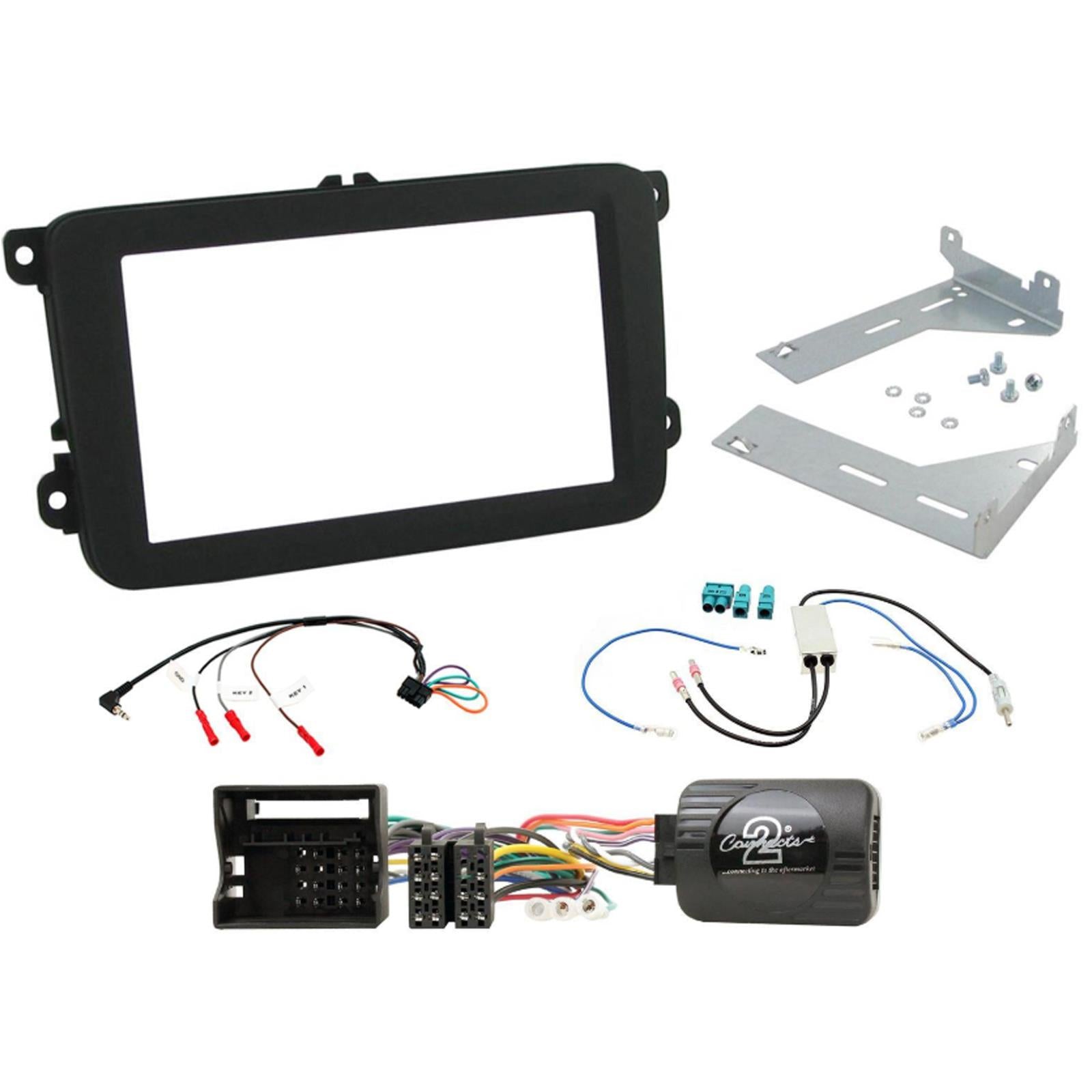 Double Din Stereo Fitting Kit + Steering Controls to fit VW Touran 2006-10
