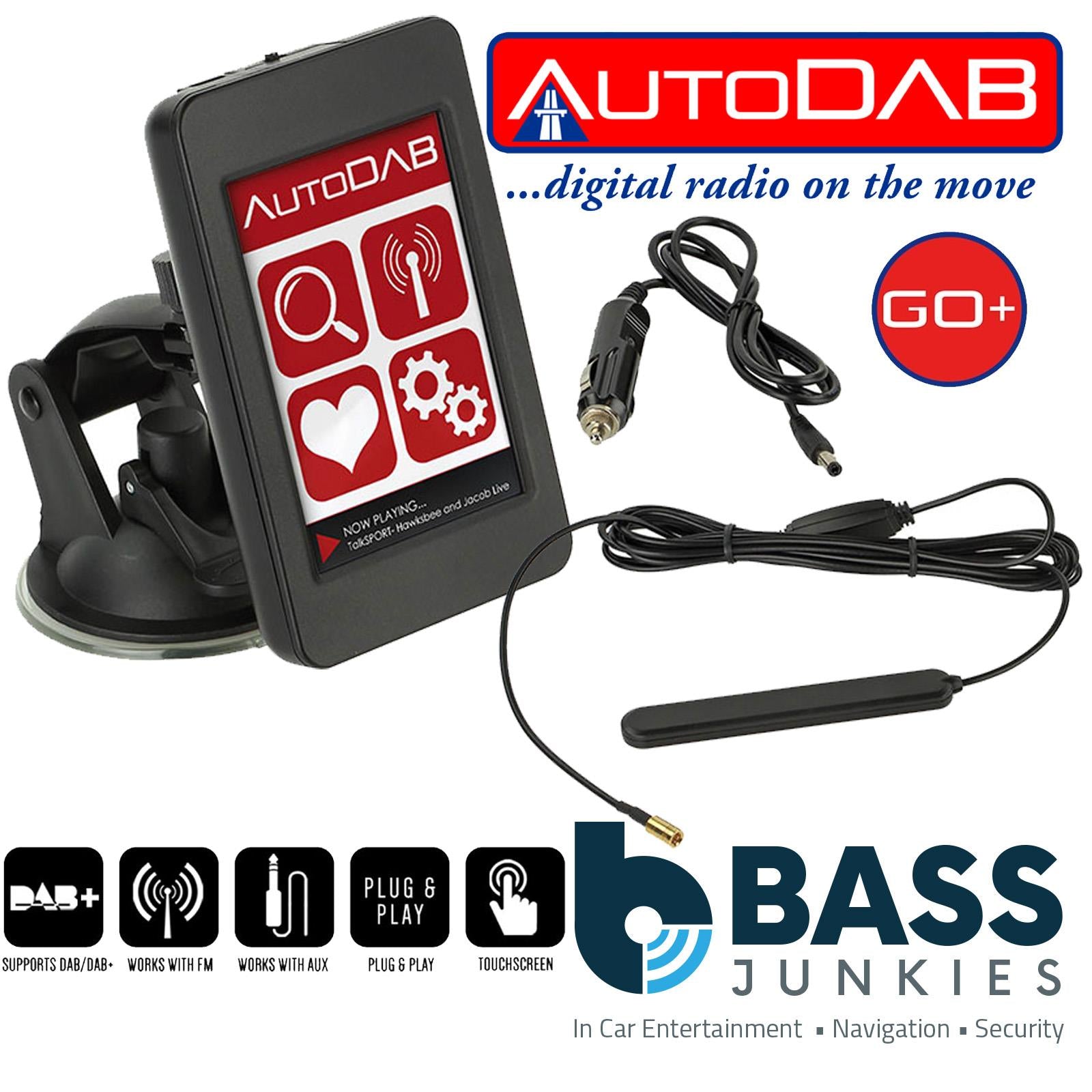 AutoDAB GO-PLUS - Plug and Play 3.5" Touchscreen Car Radio DAB/DAB+ Add On