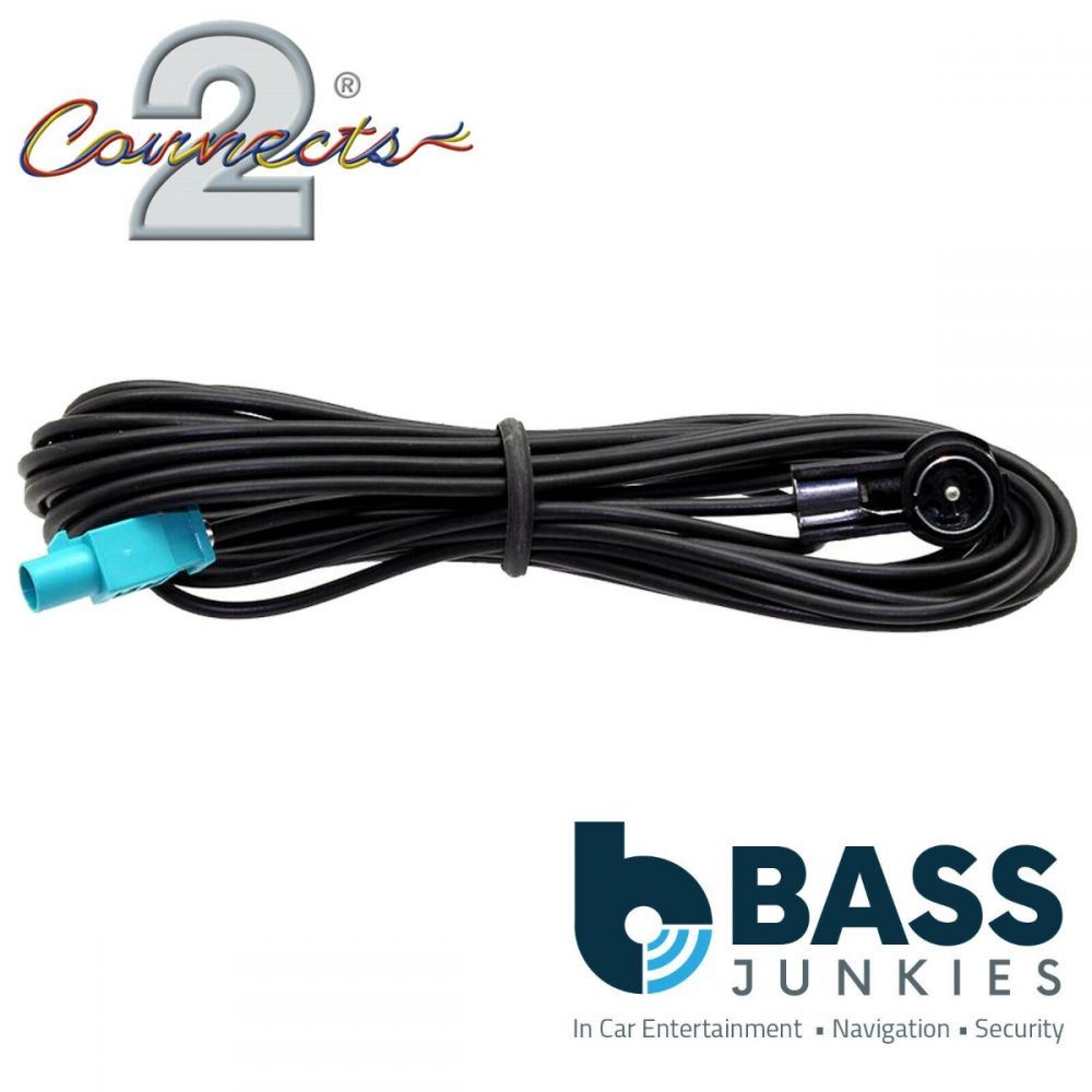 Connects2 CT27AA123 - Car Stereo 5 Meter Fakra Male to ISO Male Extension Aerial Adaptor