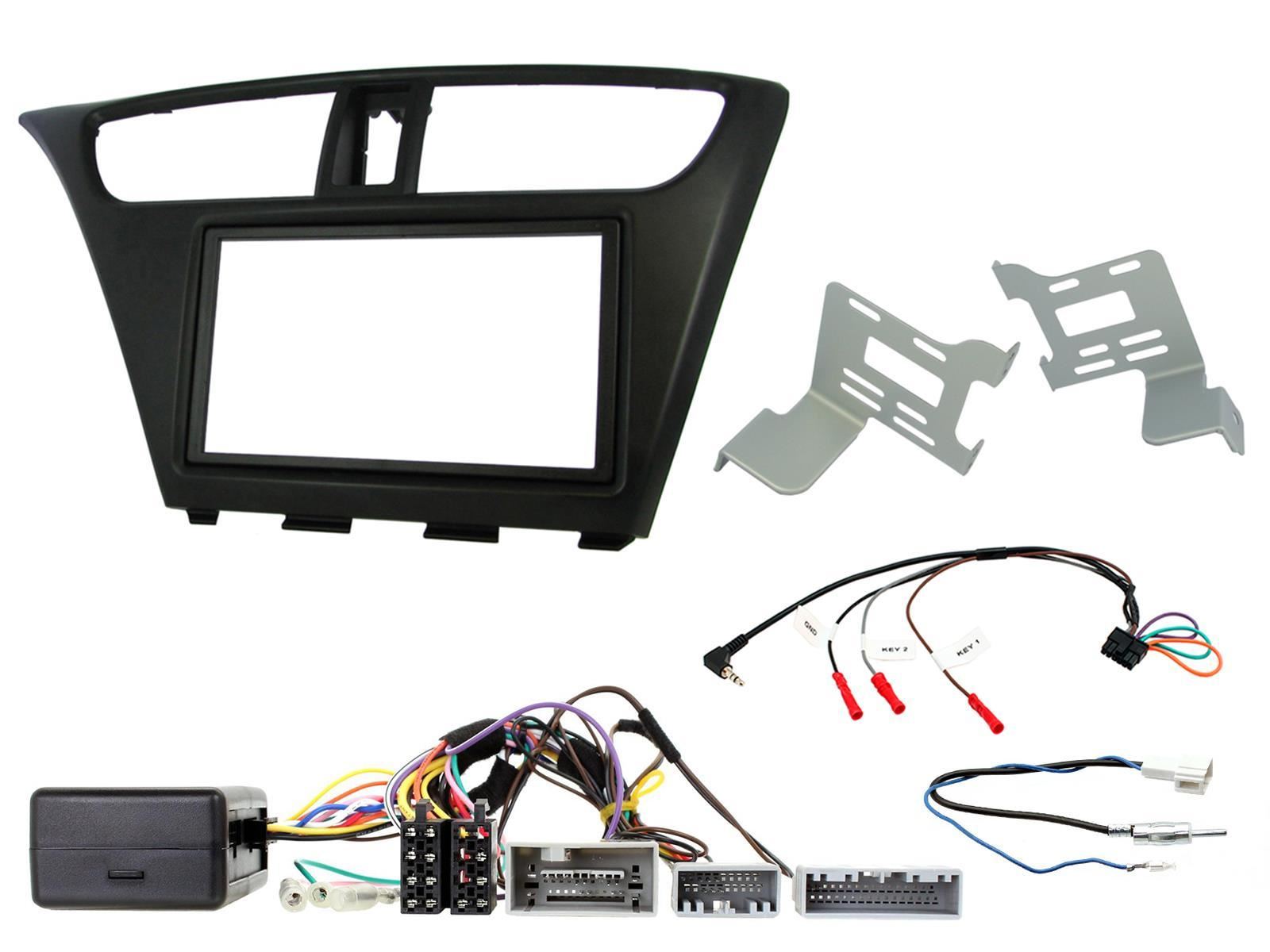 Connects 2 CTKHD06L - Honda Civic 2012 - 2015 L.H.D Double Din Facia & Steering wheel Interface Fitting Installation Kit (Black Facia Panel)